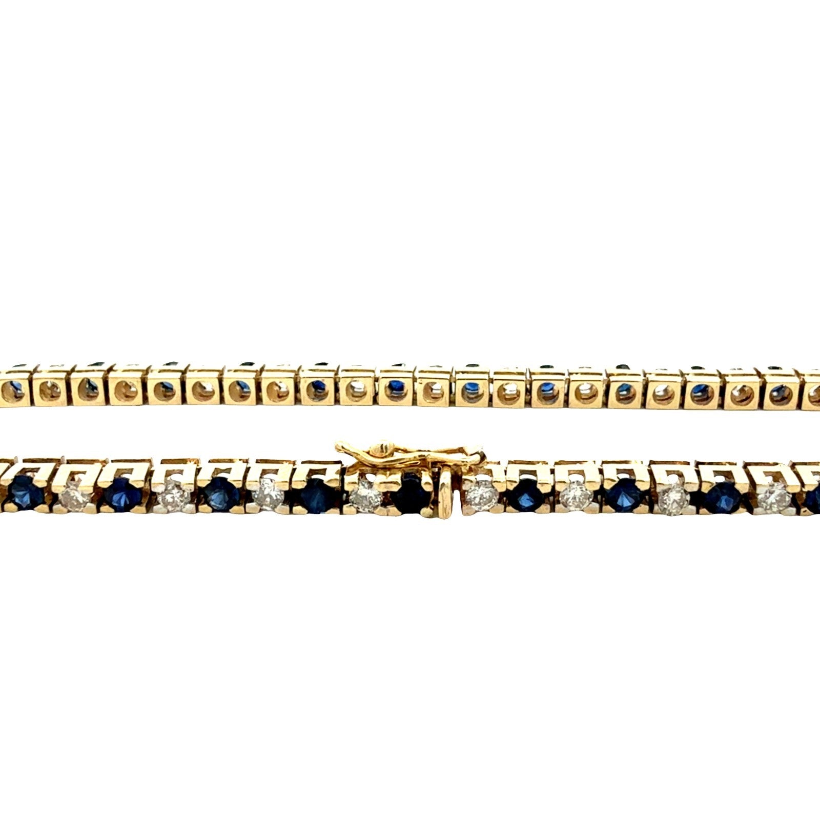 14k Yellow Gold 2.40cttw Sapphire and 1.35cttw Diamond Tennis Bracelet0