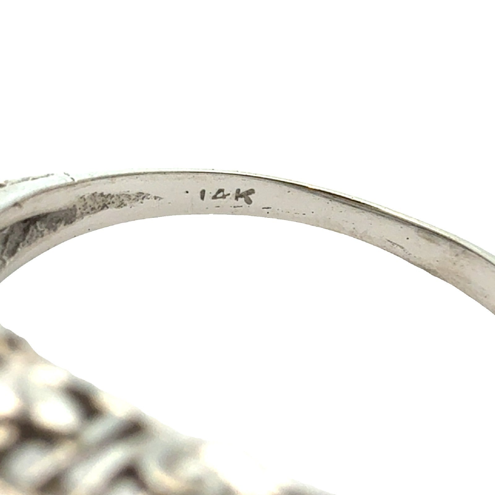 Vintage 14k White Gold Filigree 0.36ctw Three Diamond Dome Ring Size 6.55