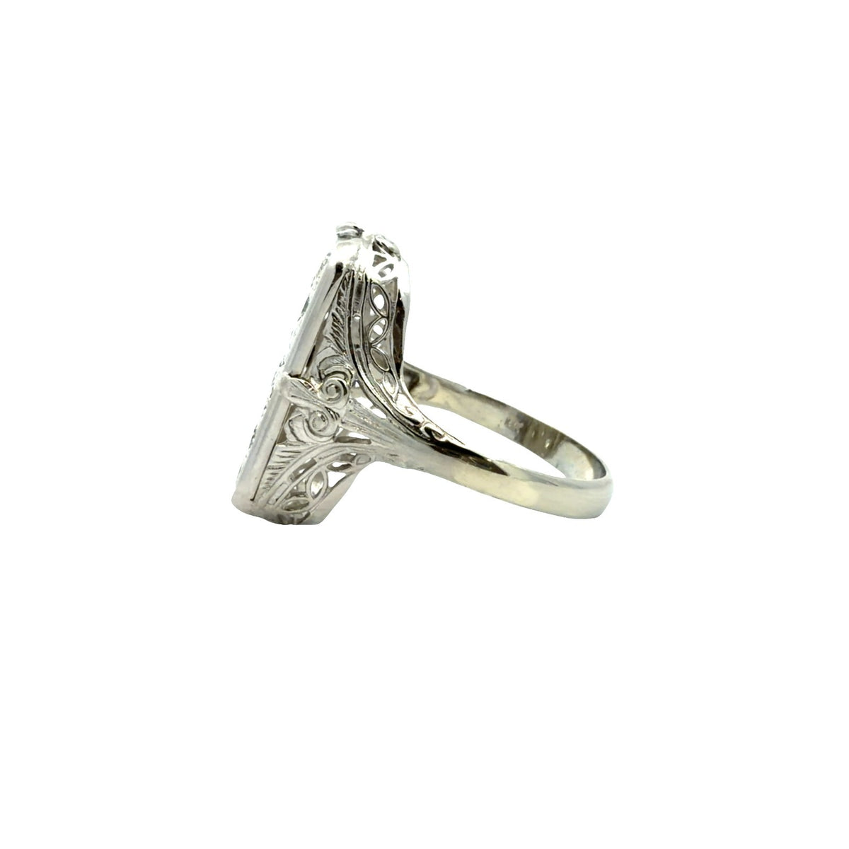 Vintage Art Deco 14k White Gold 0.54cttw Diamond Elongated Pave Cocktail Ring3