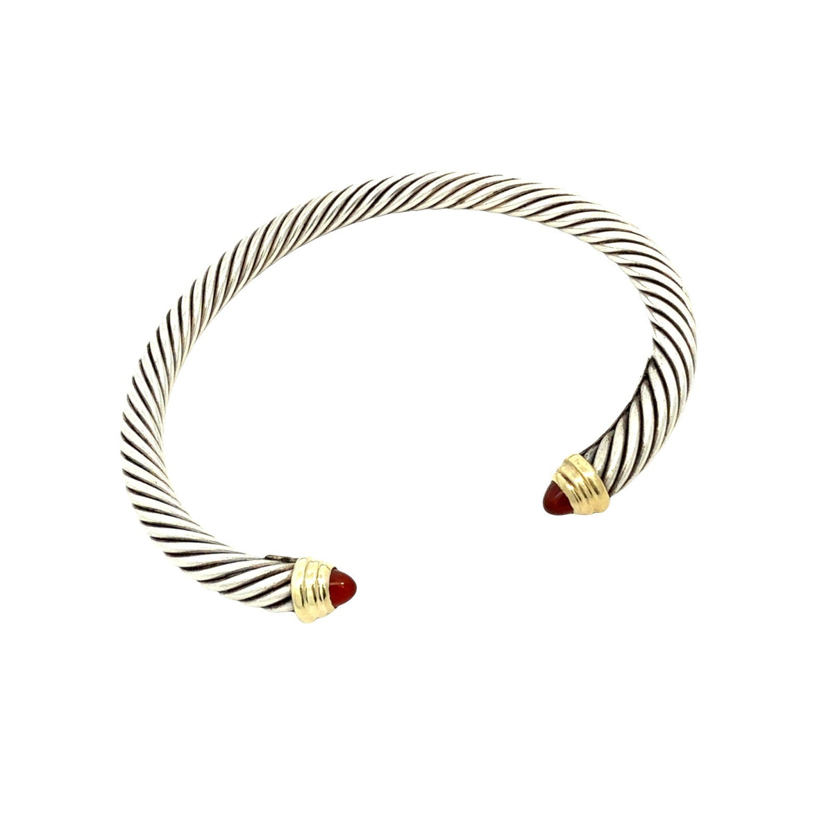 David Yurman Sterling Silver 18k Yellow Gold Accents & Garnet Twisted Cable Cuff1