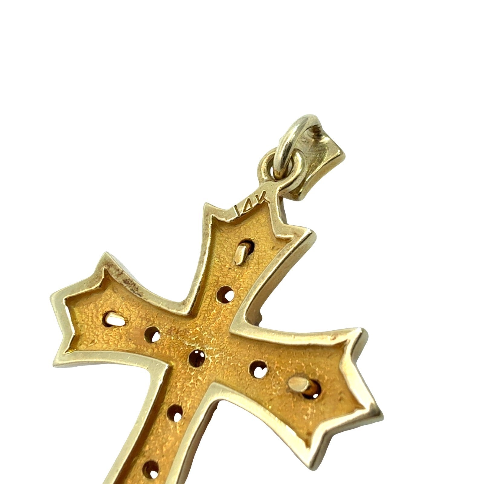 Vintage Victorian-Style 14k Yellow Gold 0.41cttw Diamond Cross Pendant6