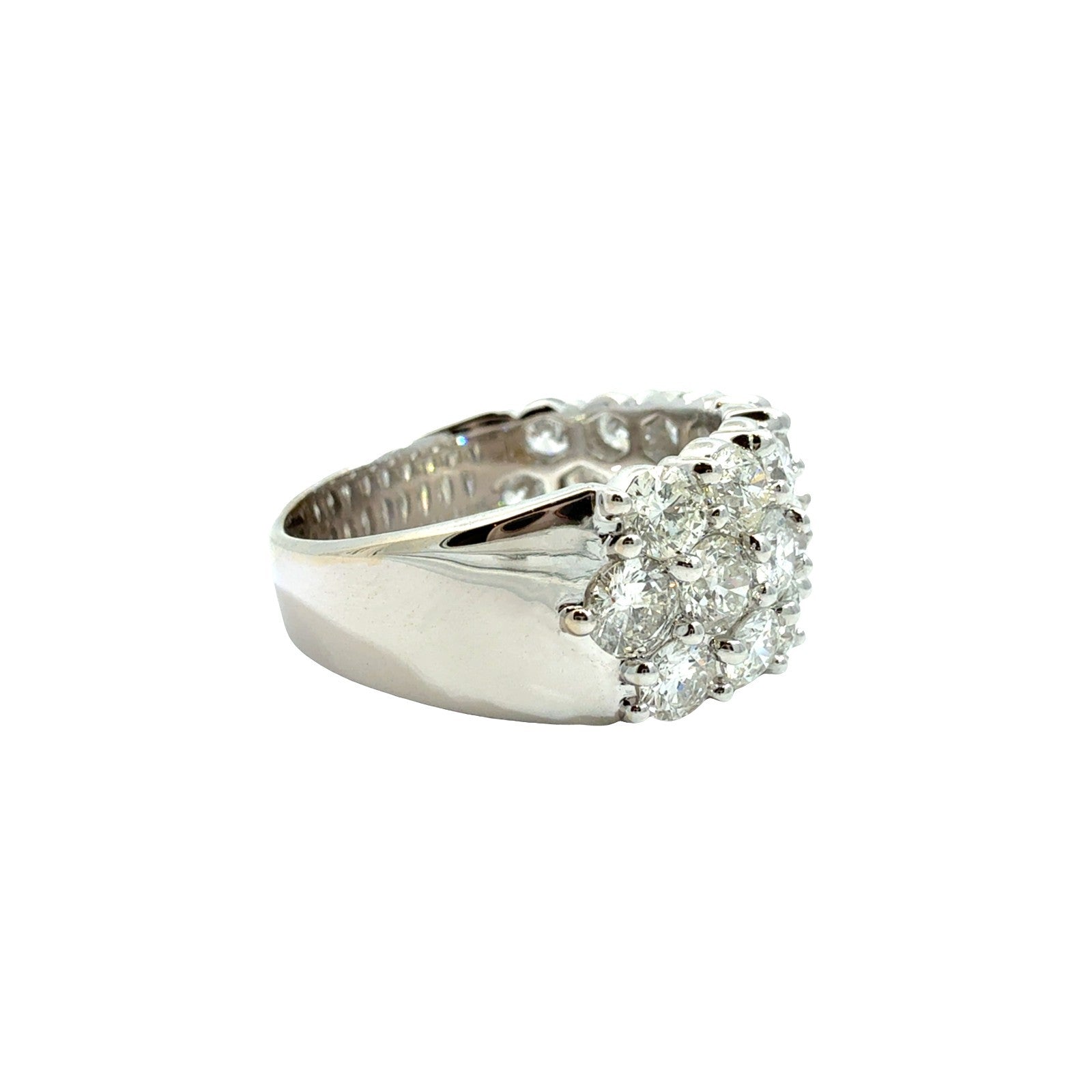 14k White Gold Three-Row 3.84cttw Diamond Band Ring Size 8.255