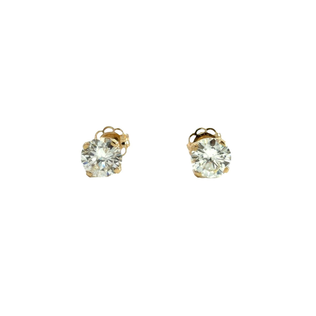 Estate 14k Yellow Gold Round Brilliant 0.76cttw Diamond Stud Earrings0