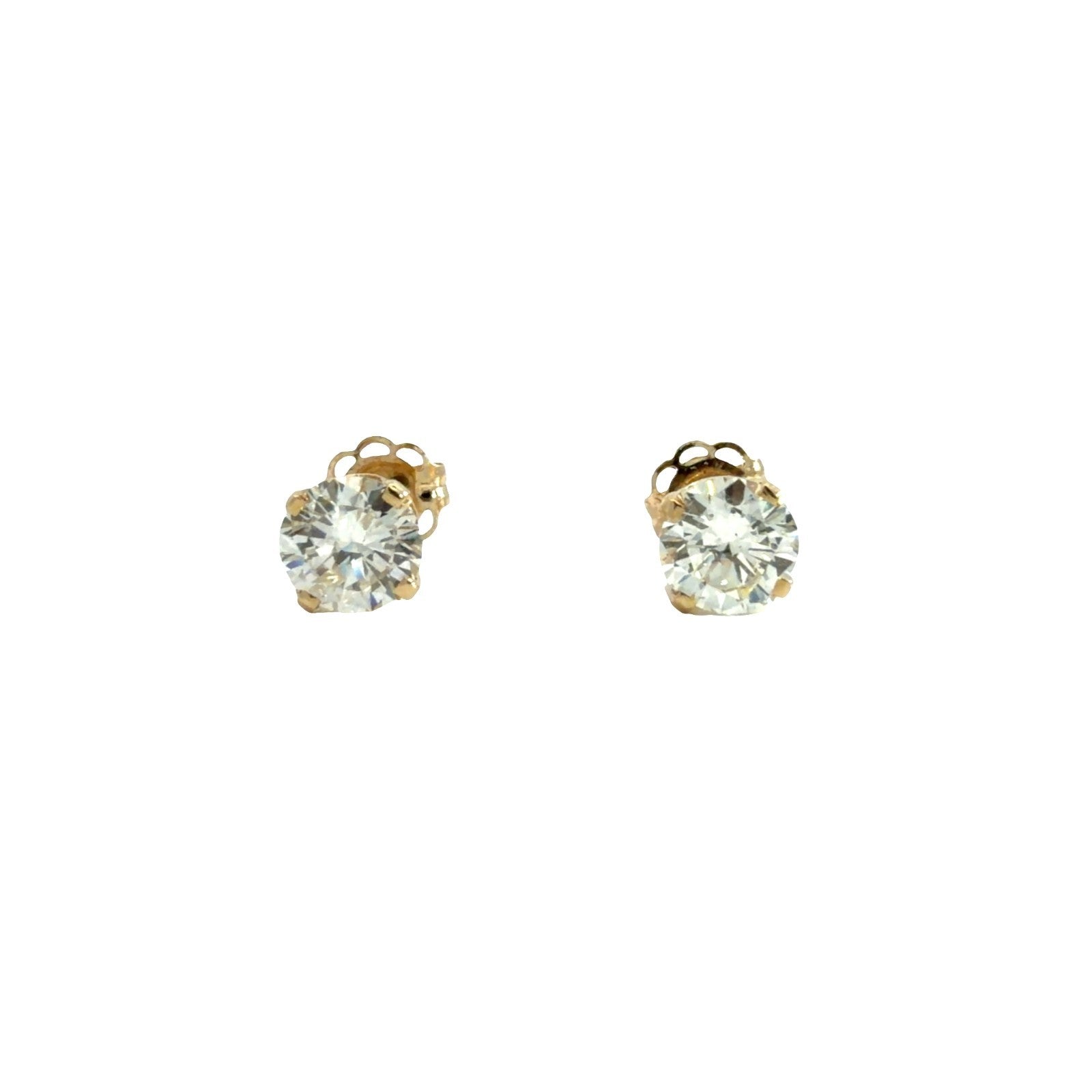 Estate 14k Yellow Gold Round Brilliant 0.76cttw Diamond Stud Earrings0