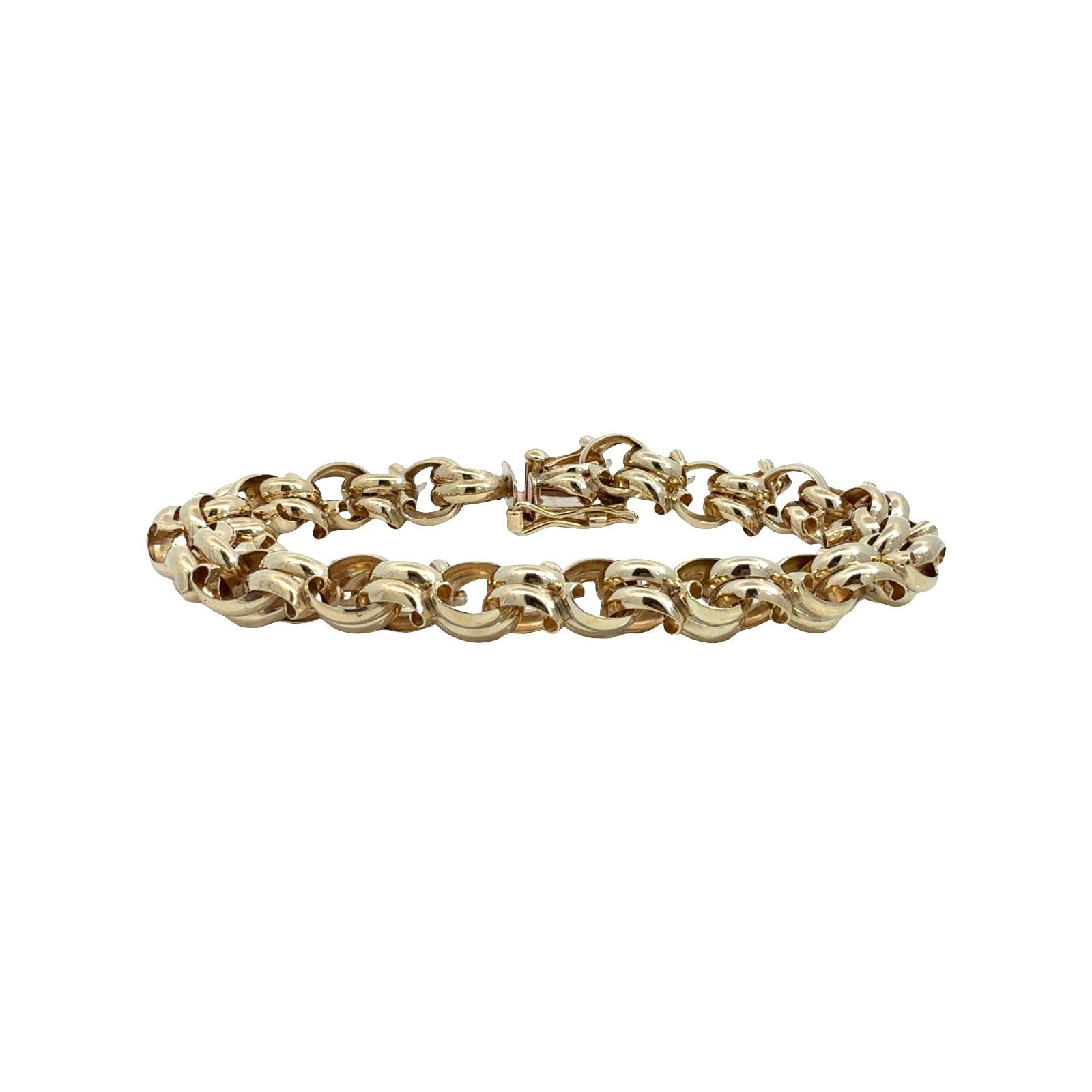 14k Yellow Gold Stamped Chunky Double Interlocking Link Chain Bracelet 7.5"0