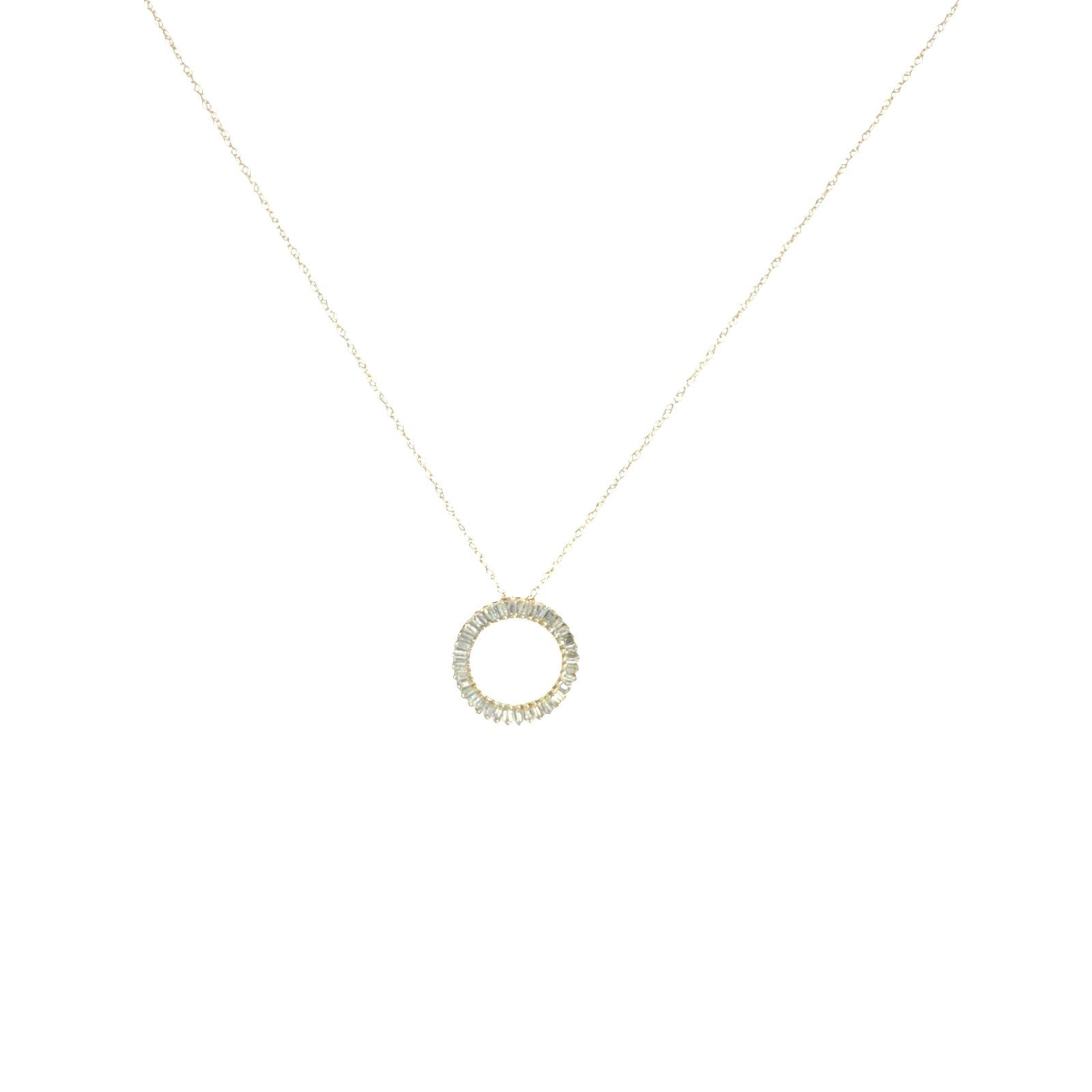 14k Yellow Gold Baguette 0.36cttw Diamond Slider Circle Pendant Necklace 18"0