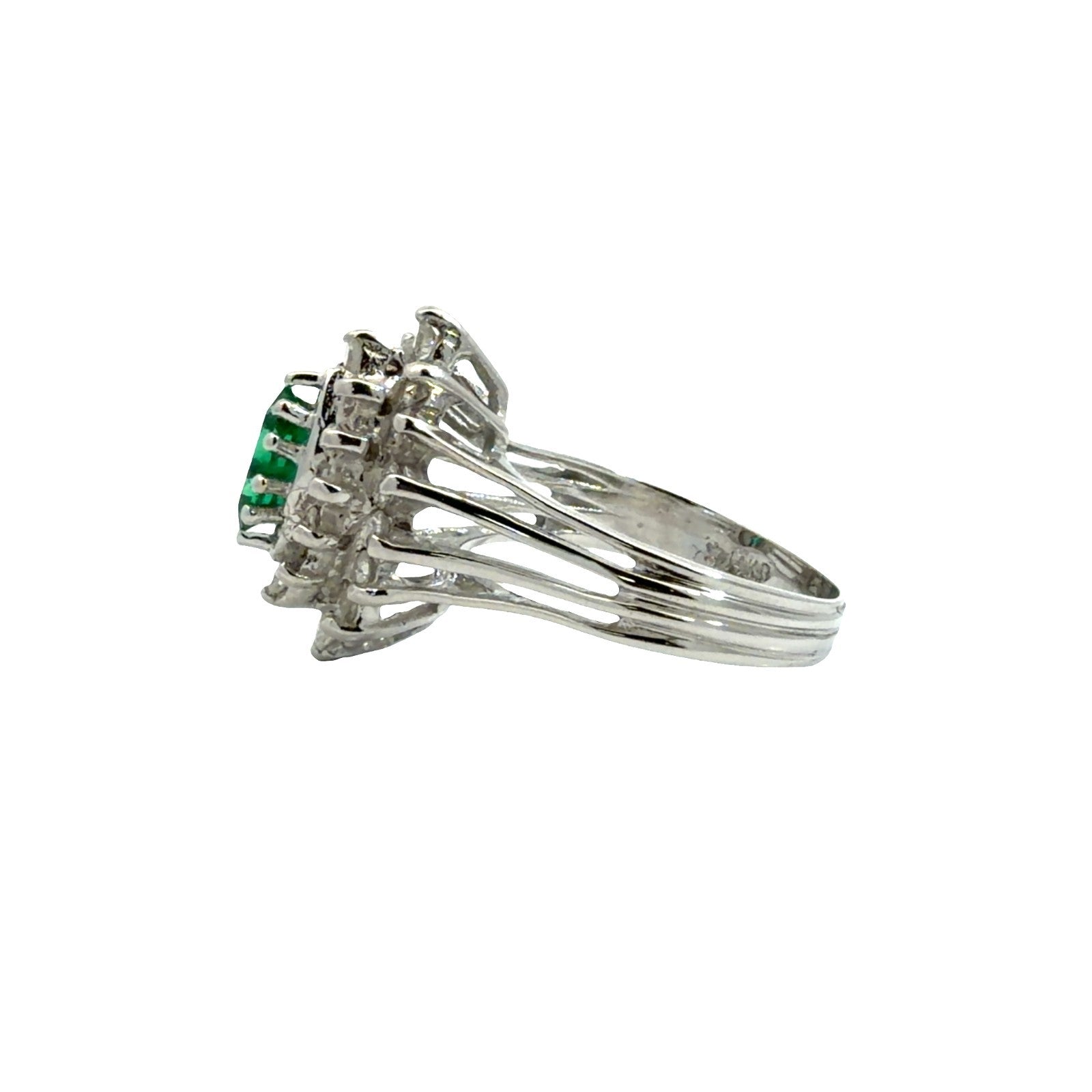 14k White Gold 0.37ctw Marquise Emerald and 0.76ctw Diamond Halo Cocktail Ring3