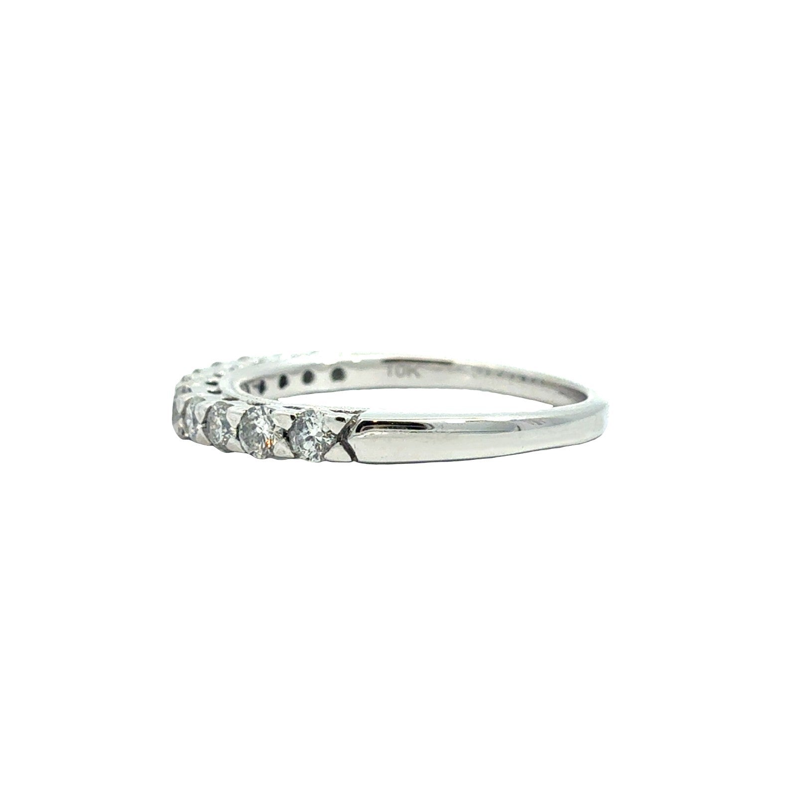 10k White Gold 0.50cttw Diamond Half-Eternity Wedding Band Ring Size 61