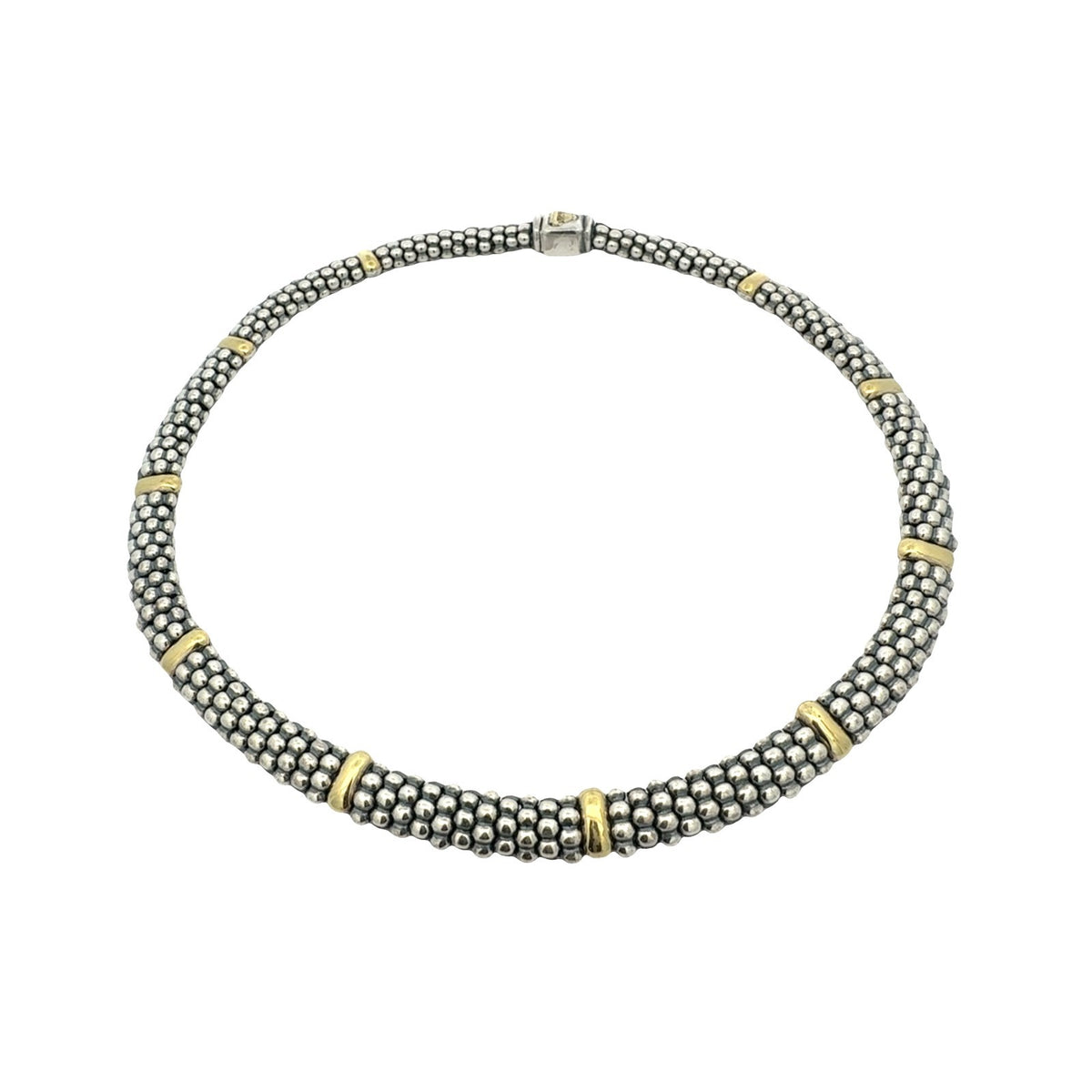 LAGOS Caviar Sterling Silver and 18k Yellow Gold Necklace1