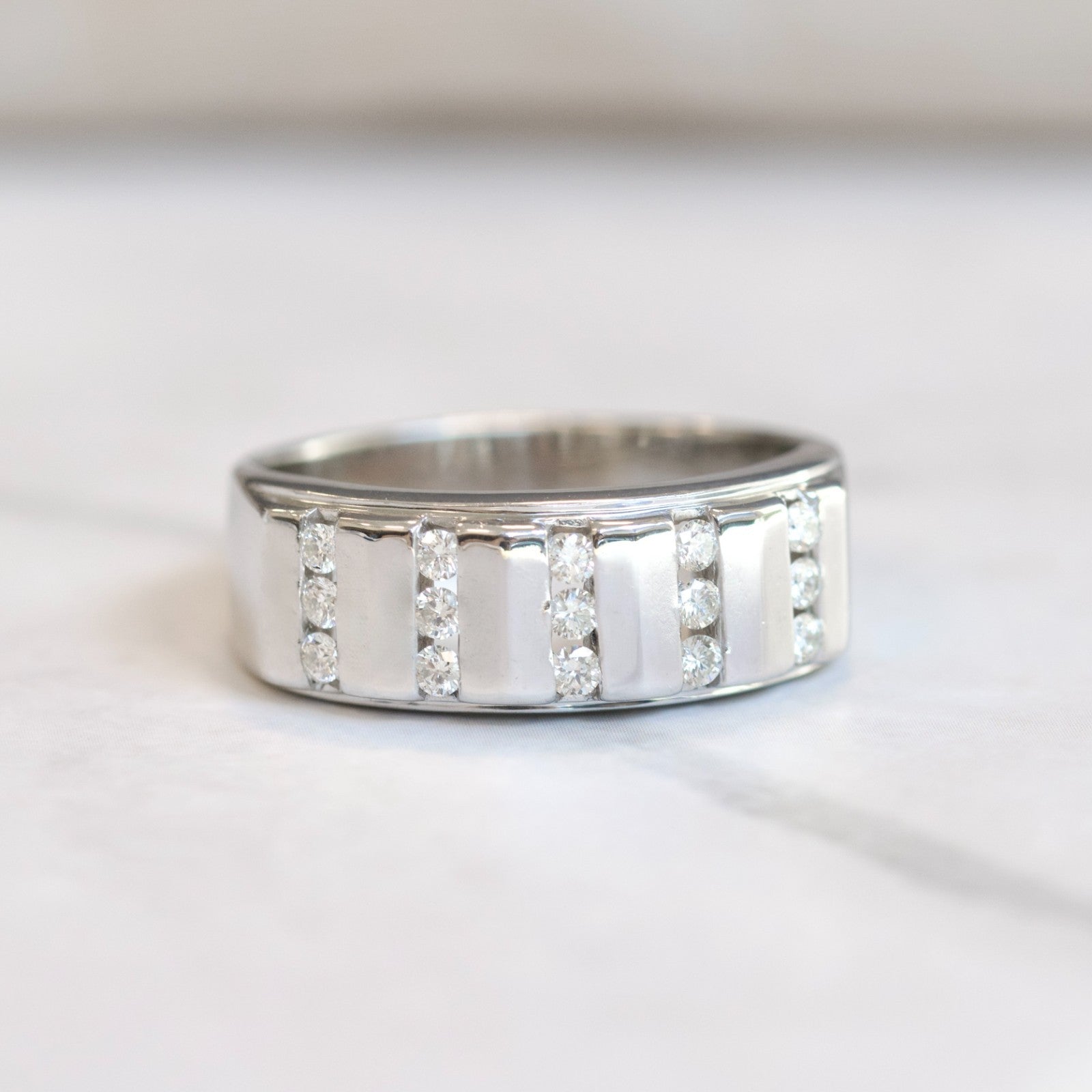 14k White Gold 0.50cttw Diamond Channel Set Men's Band Ring0