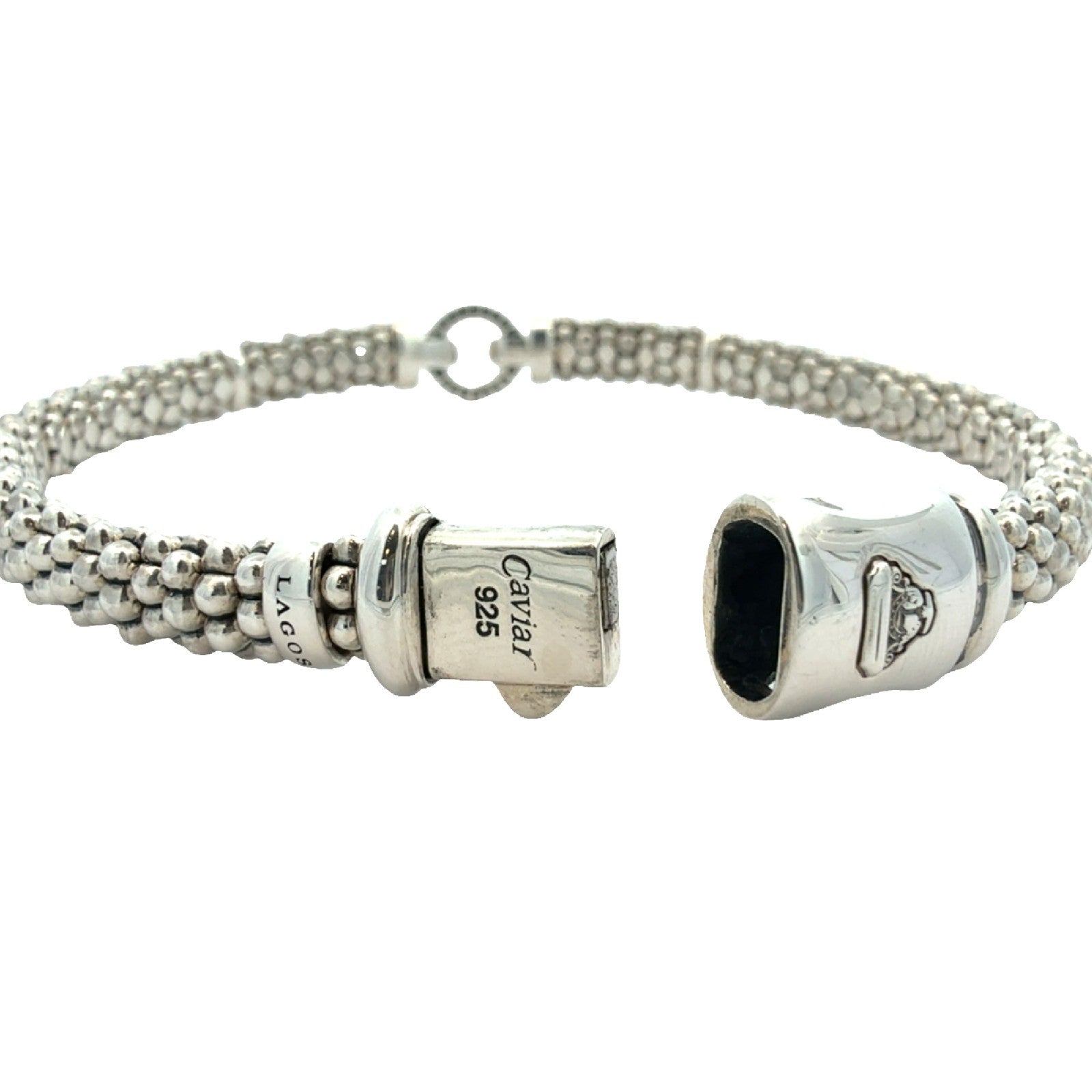 LAGOS Enso Circle Caviar Sterling Silver Bracelet Medium 6.5"3