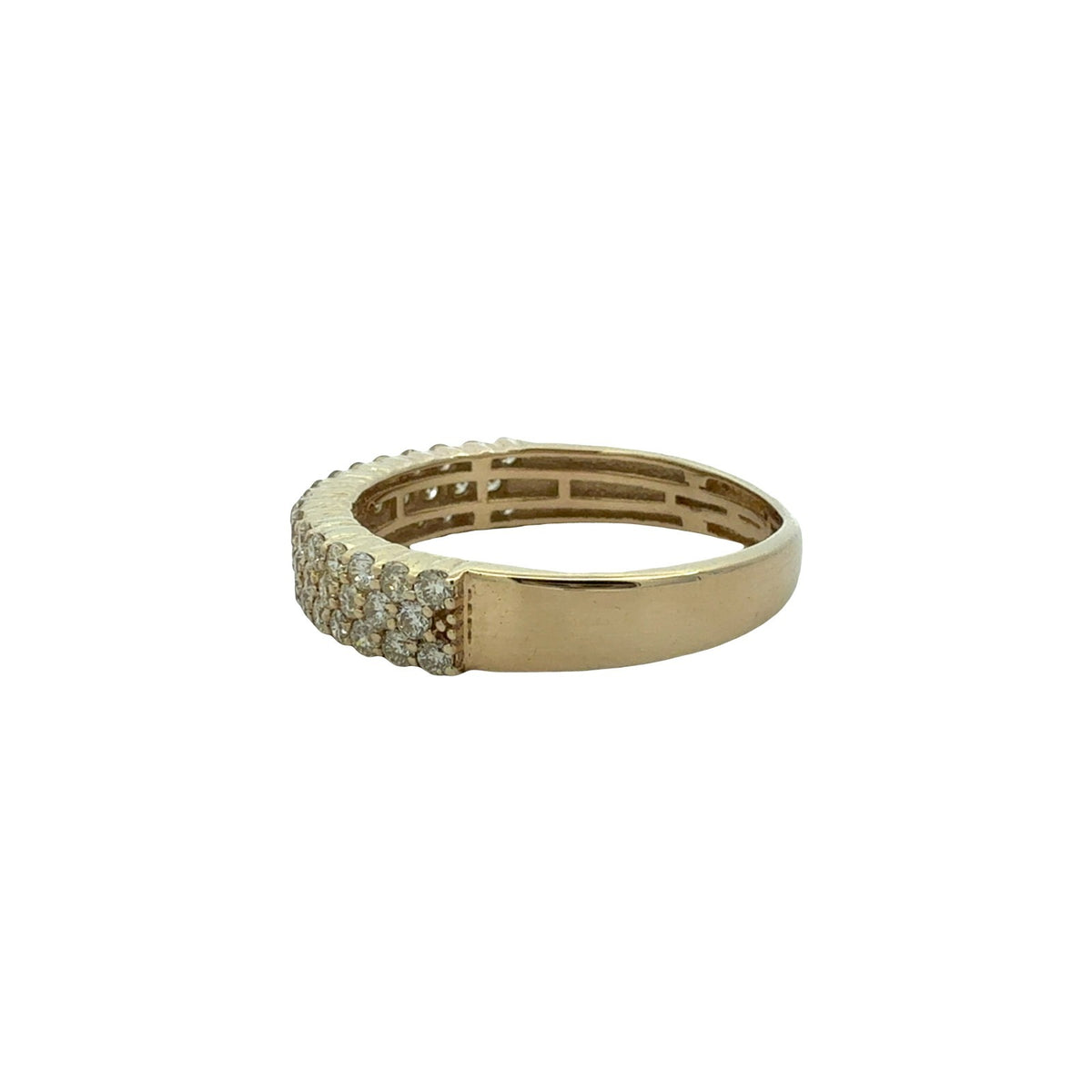 10k Yellow Gold Three-Row Pave 1.13cttw Diamond Band Ring Size 8.754