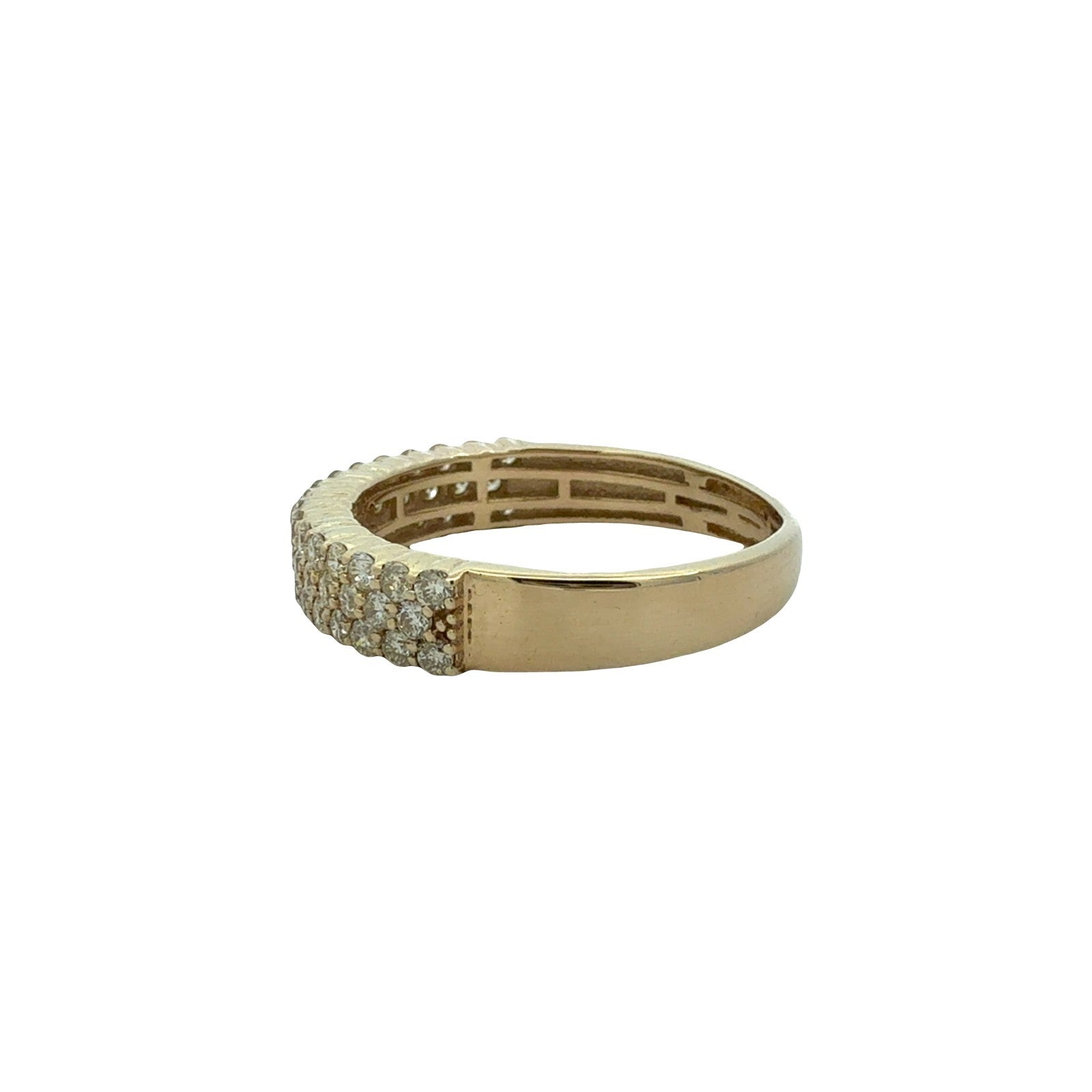 10k Yellow Gold Three-Row Pave 1.13cttw Diamond Band Ring Size 8.754
