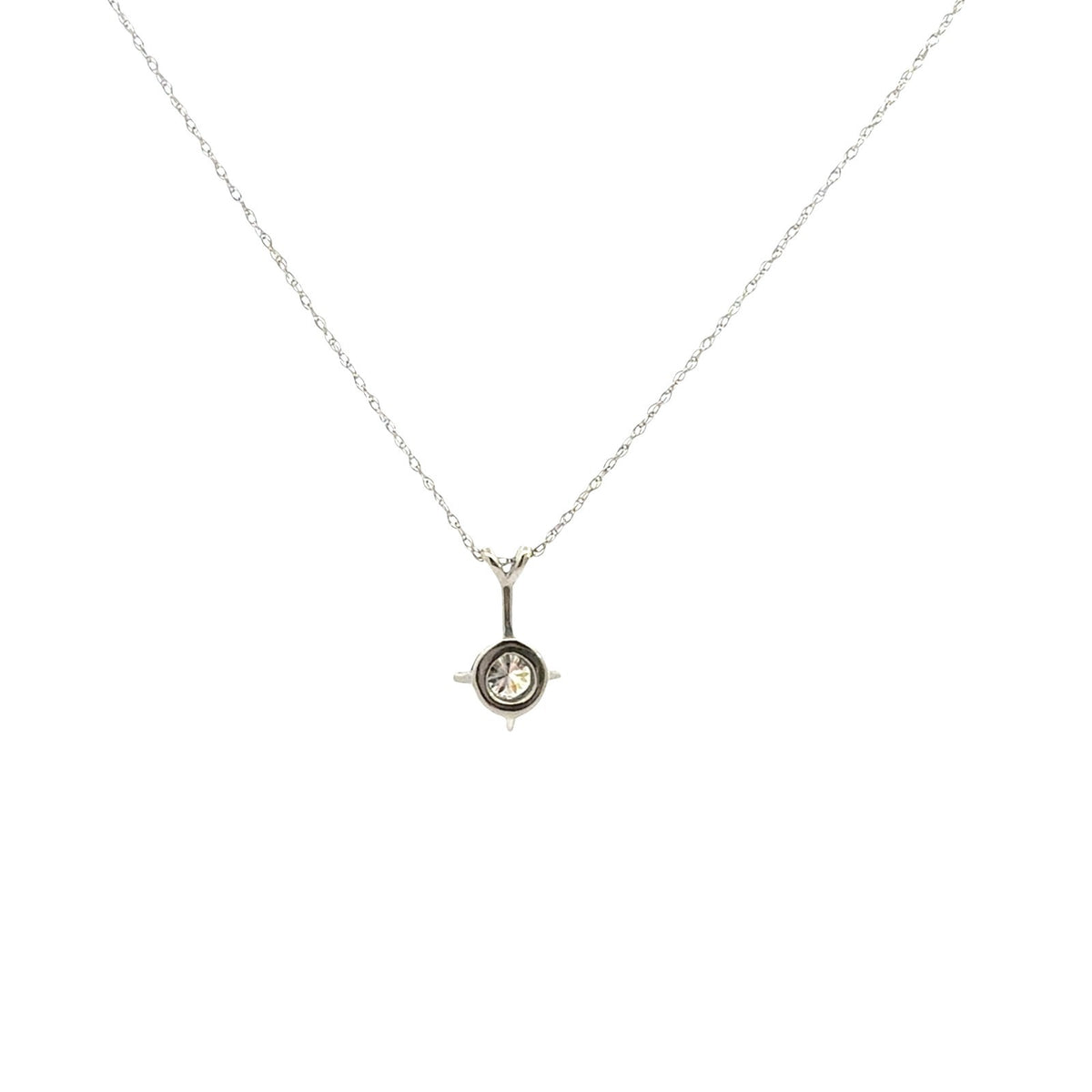 14k White Gold Solitaire 0.30tcw Diamond Compass-Set Pendant Necklace3