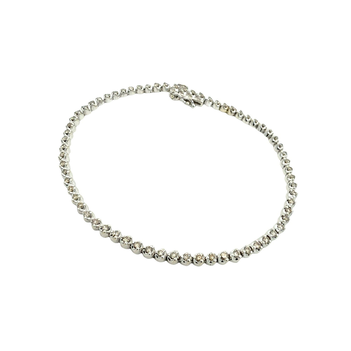 10k White Gold and Round Brilliant 1.24cttw Diamond Tennis Bracelet1