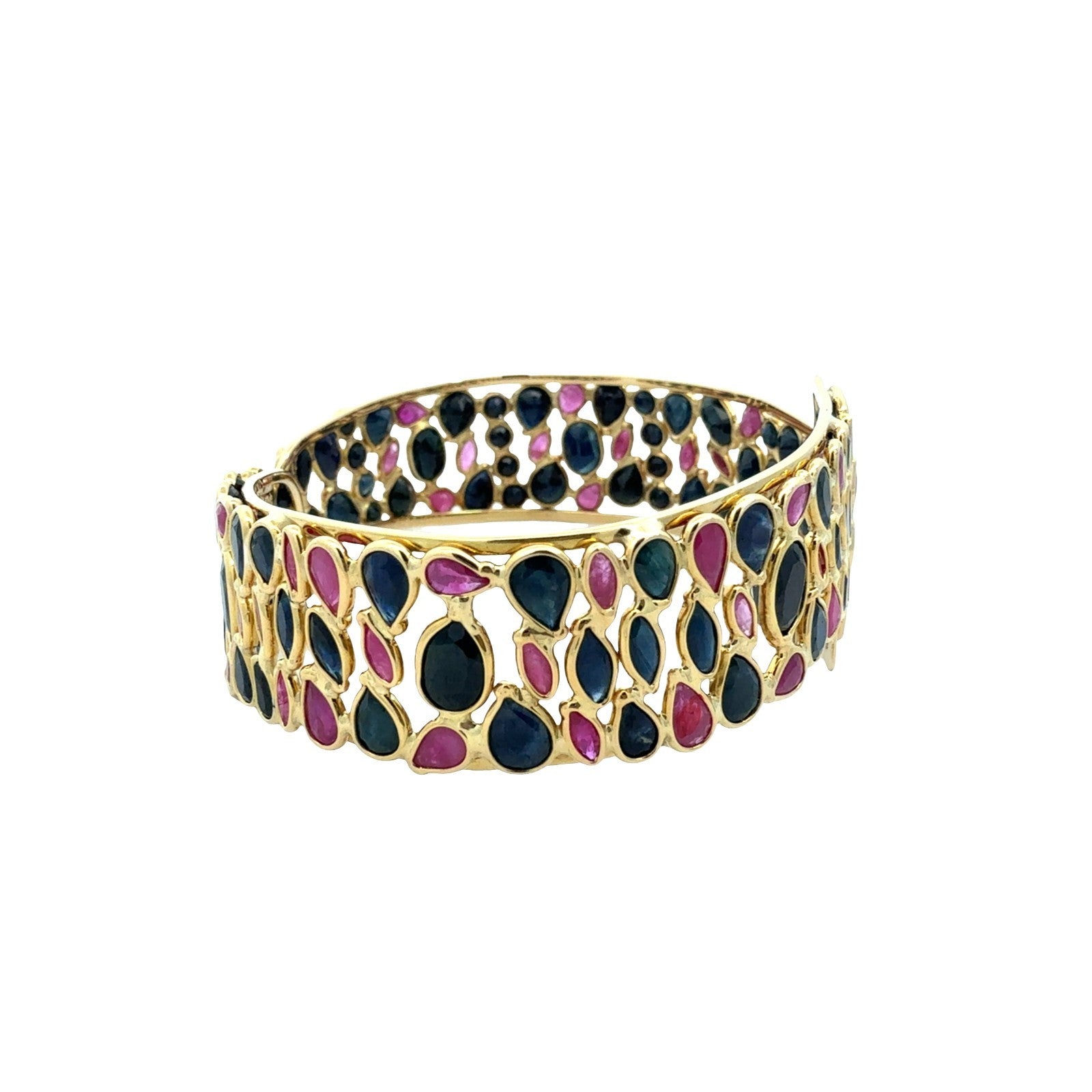 Vitnage 18k Yellow Gold 16.10cttw Sapphire & 3.31cttw Ruby Cuff Bracelet1