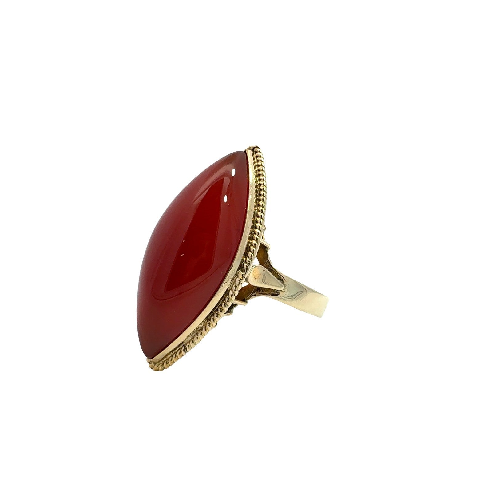 Vintage 14k Yellow Gold Marquise 8.85tcw Carnelian Statement Cocktail Ring0