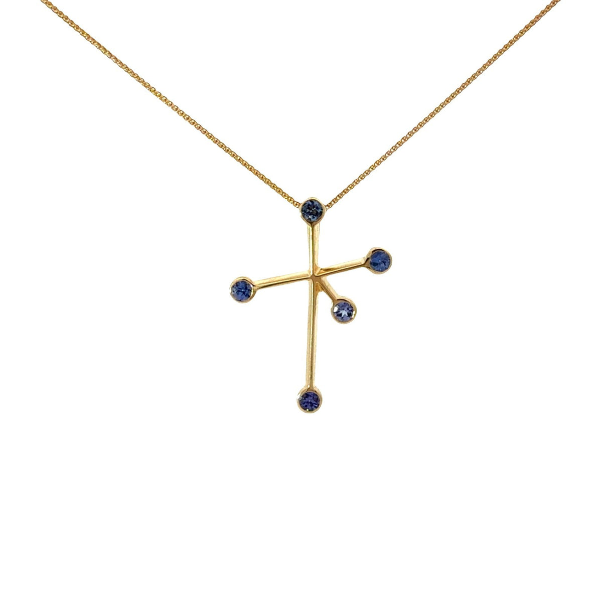 18k Yellow Gold 0.30ctw Tanazanite Southern Cross Necklace 18"0