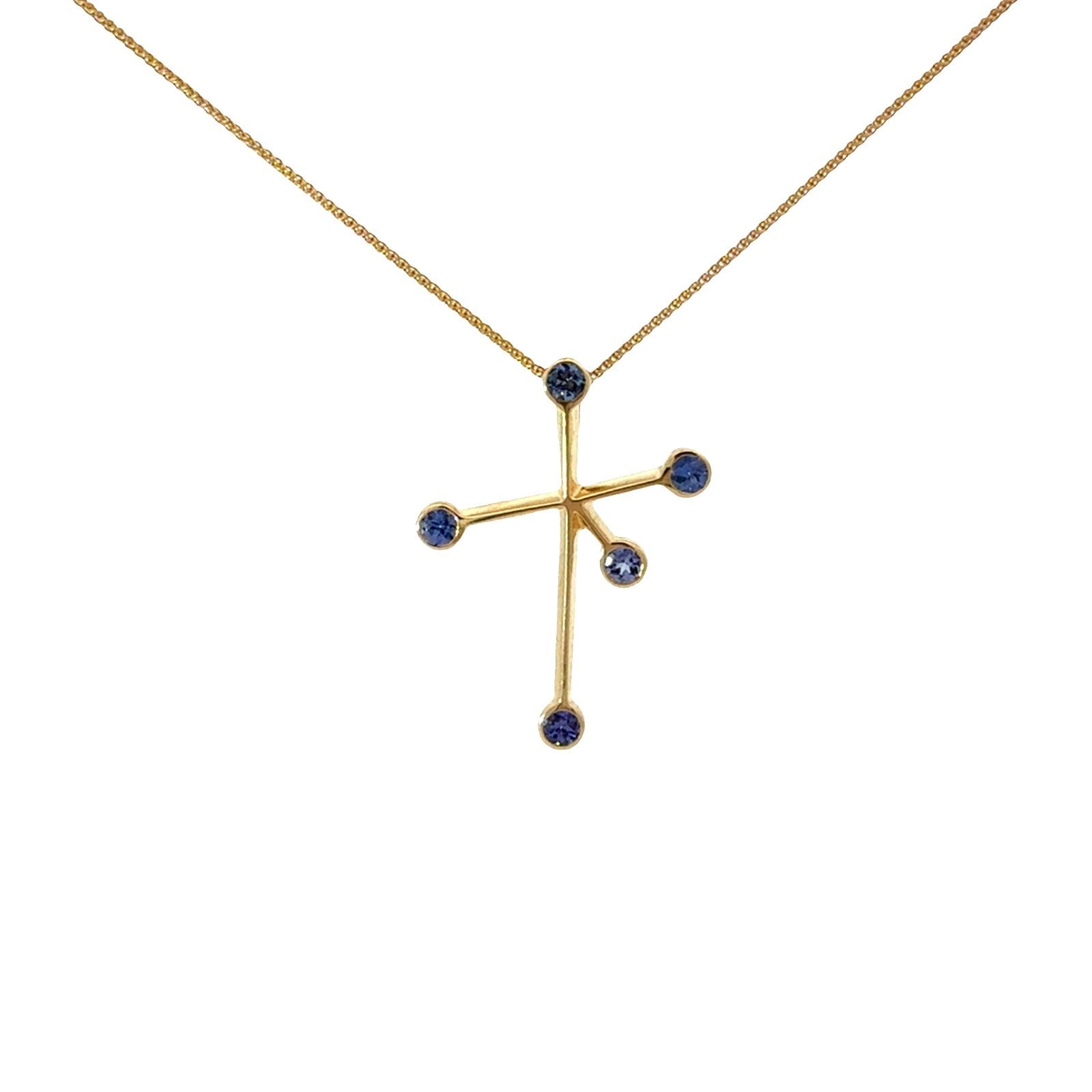 18k Yellow Gold 0.30ctw Tanazanite Southern Cross Necklace 18"0