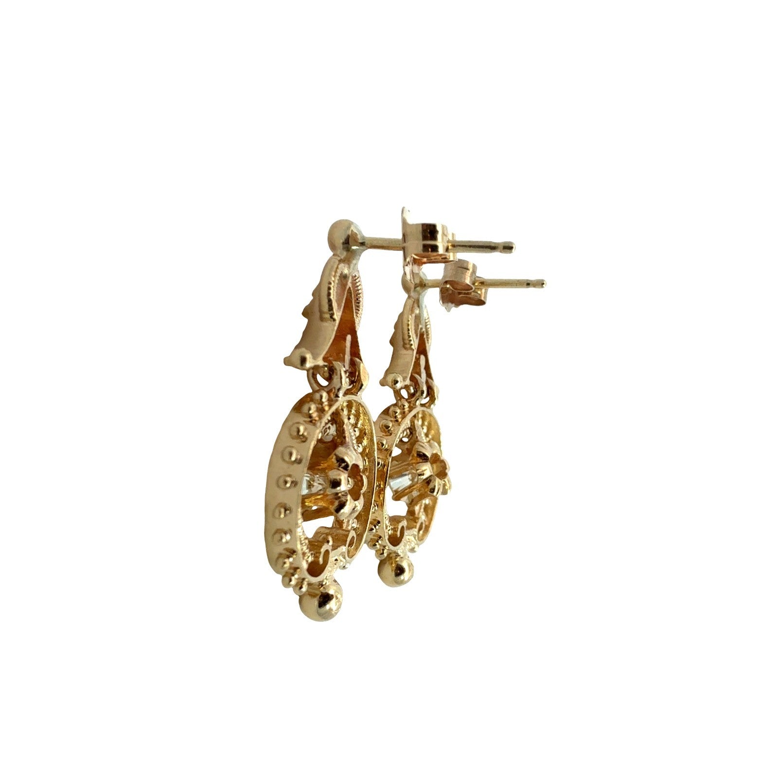 Vintage 14k Yellow Gold Stamped 0.30cttw Diamond Drop Earrings2