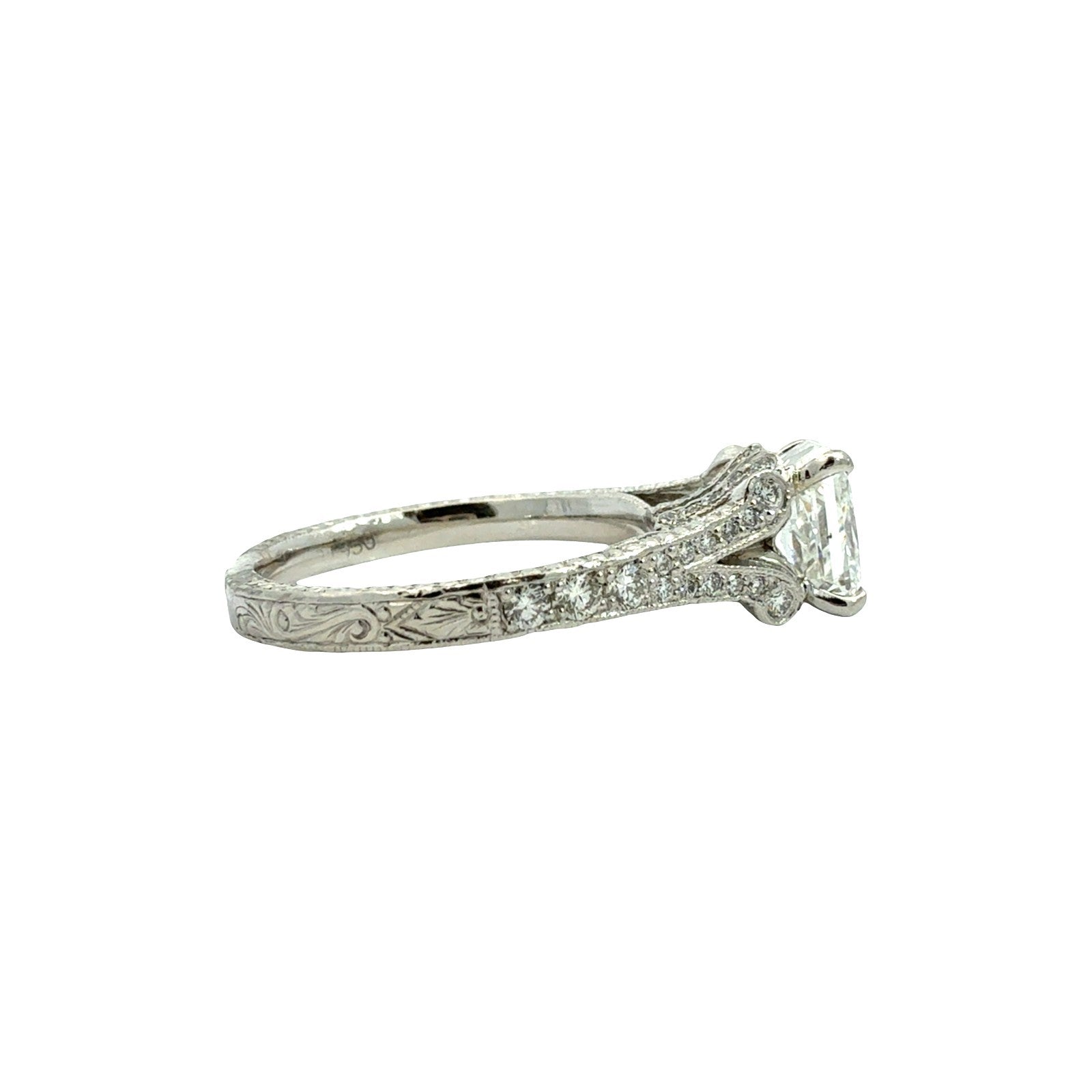 Platinum Pavé Split Shank Cushion-Cut 2.63cttw (2.01tcw) Diamond Engagement Ring3