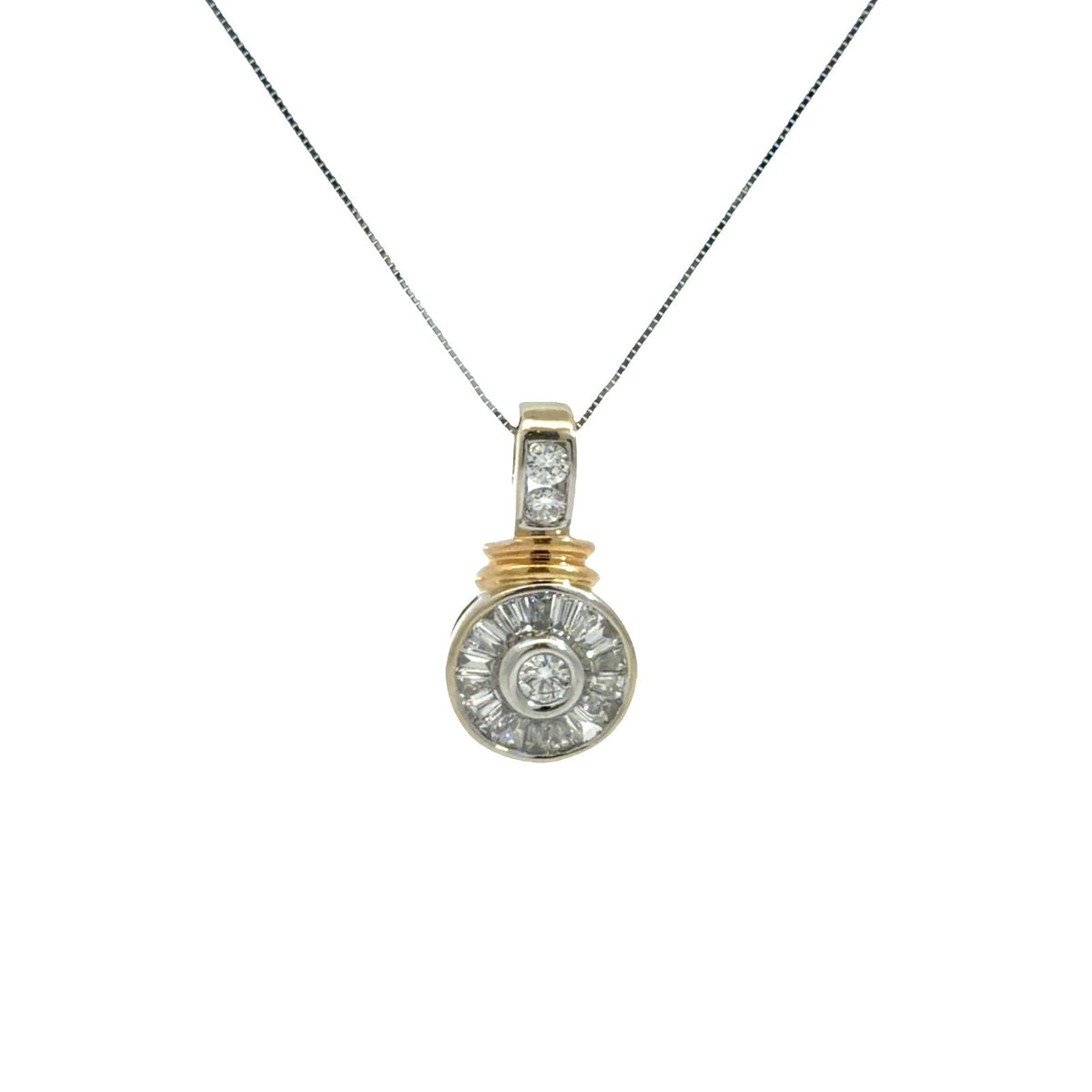 14k Yellow Gold White Gold and 0.87ctw Diamond Pendant Necklace5