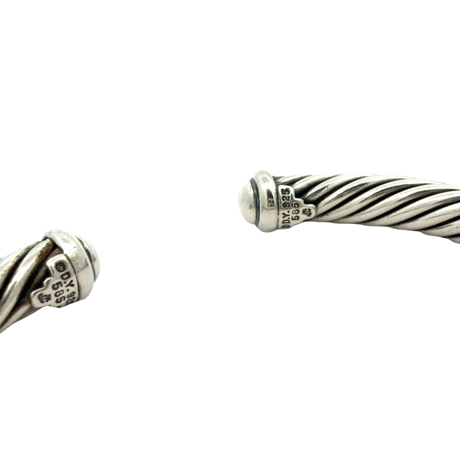David Yurman Sterling Silver & 14k Yellow Gold Twisted Cable X Cuff Bracelet M5