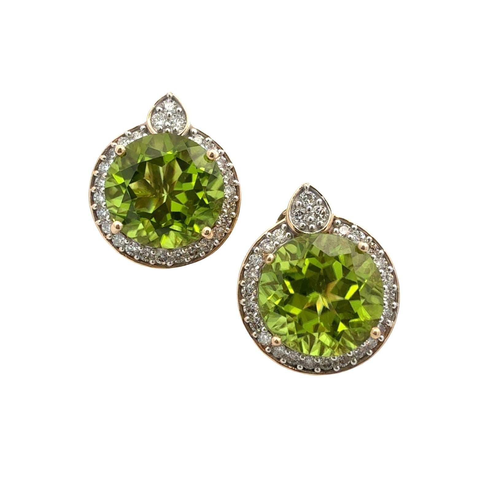 Lance Fischer 14k Yellow Gold, 9.19ctw Peridot, &  0.48ctw Diamond Earrings0