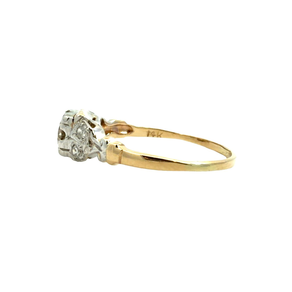Vintage 14k Gold Stamped Round 0.53ctw OEC Diamond Two Toned Engagement Ring4