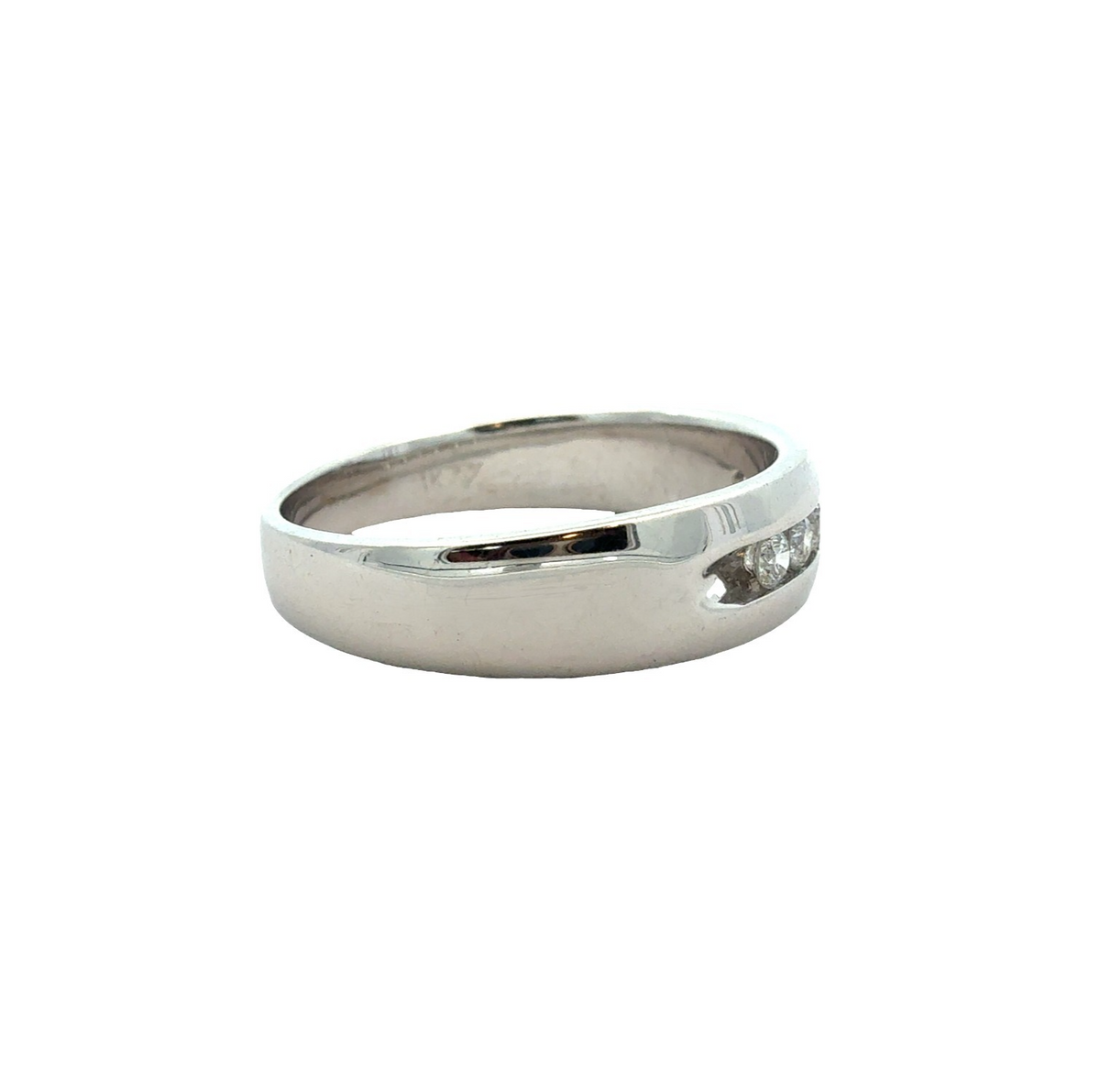 14k White Gold Channel Set 0.23ctw Diamond Wedding Band Size 81