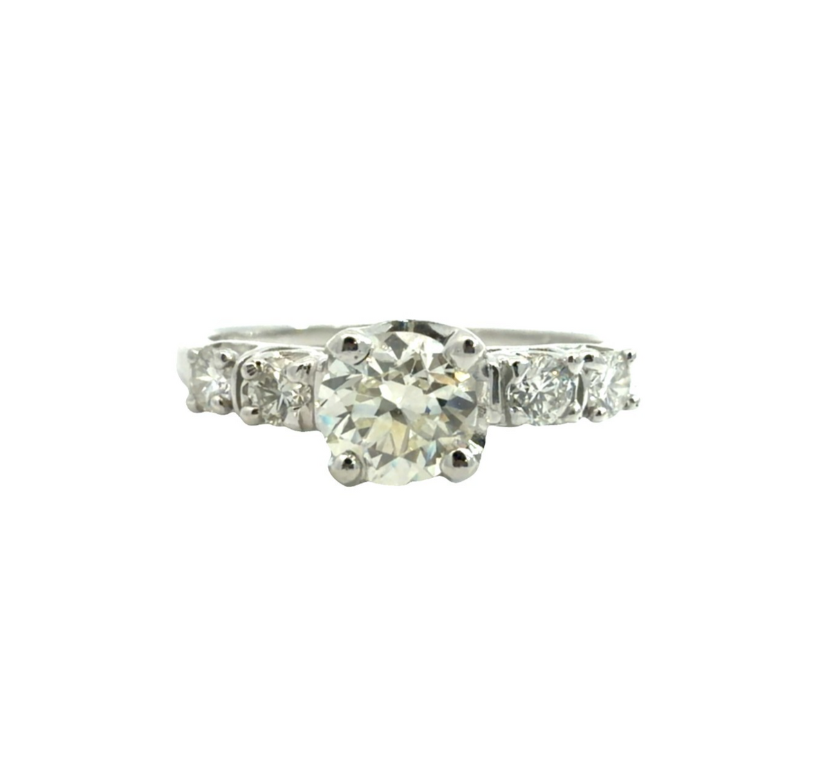 Vintage 14k White Gold 0.83cttw Diamond Engagement Ring Size 60