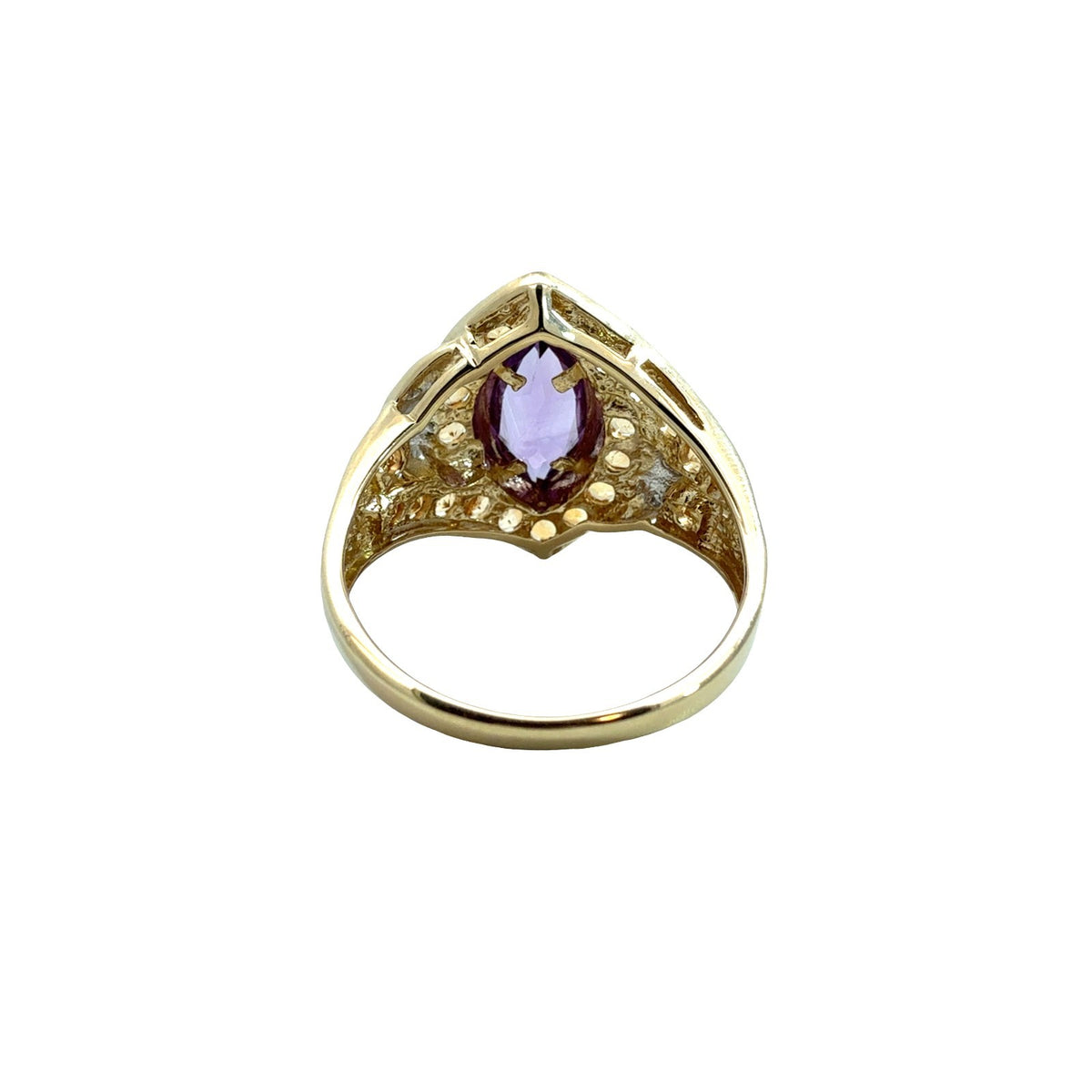 Vintage 10k Yellow Gold 1.10tcw Amethyst 1.10cttw Citrine 0.02cttw Diamond Ring3