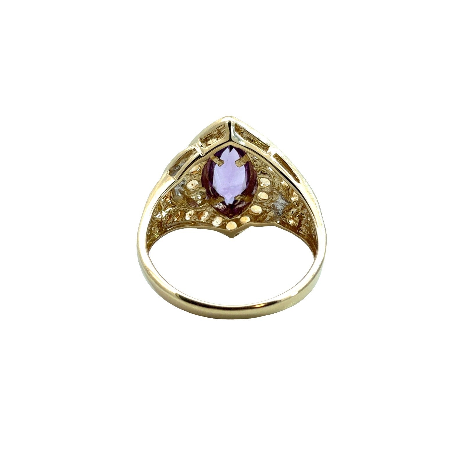 Vintage 10k Yellow Gold 1.10tcw Amethyst 1.10cttw Citrine 0.02cttw Diamond Ring3