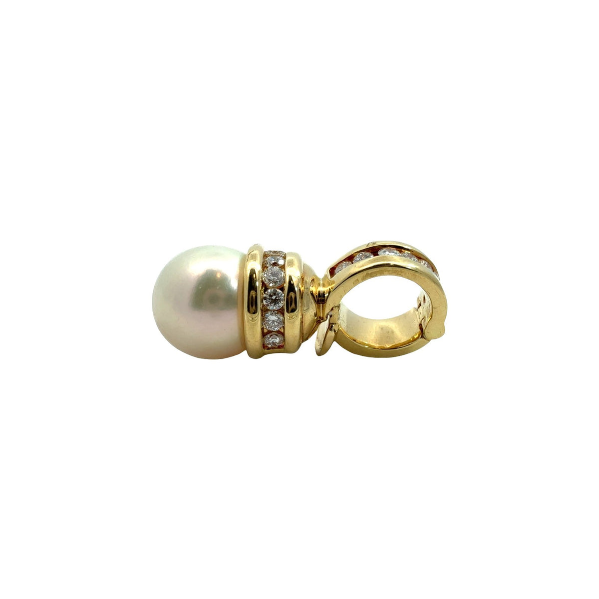 David Yurman 18k Yellow Gold Pearl and 0.32cttw Diamond Enhancer Pendant2