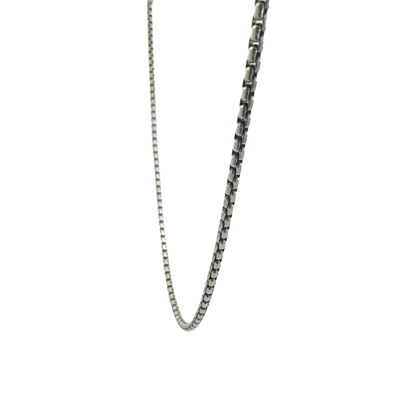 David Yurman Sterling Silver Box Chain Necklace with Yellow Gold Tag4