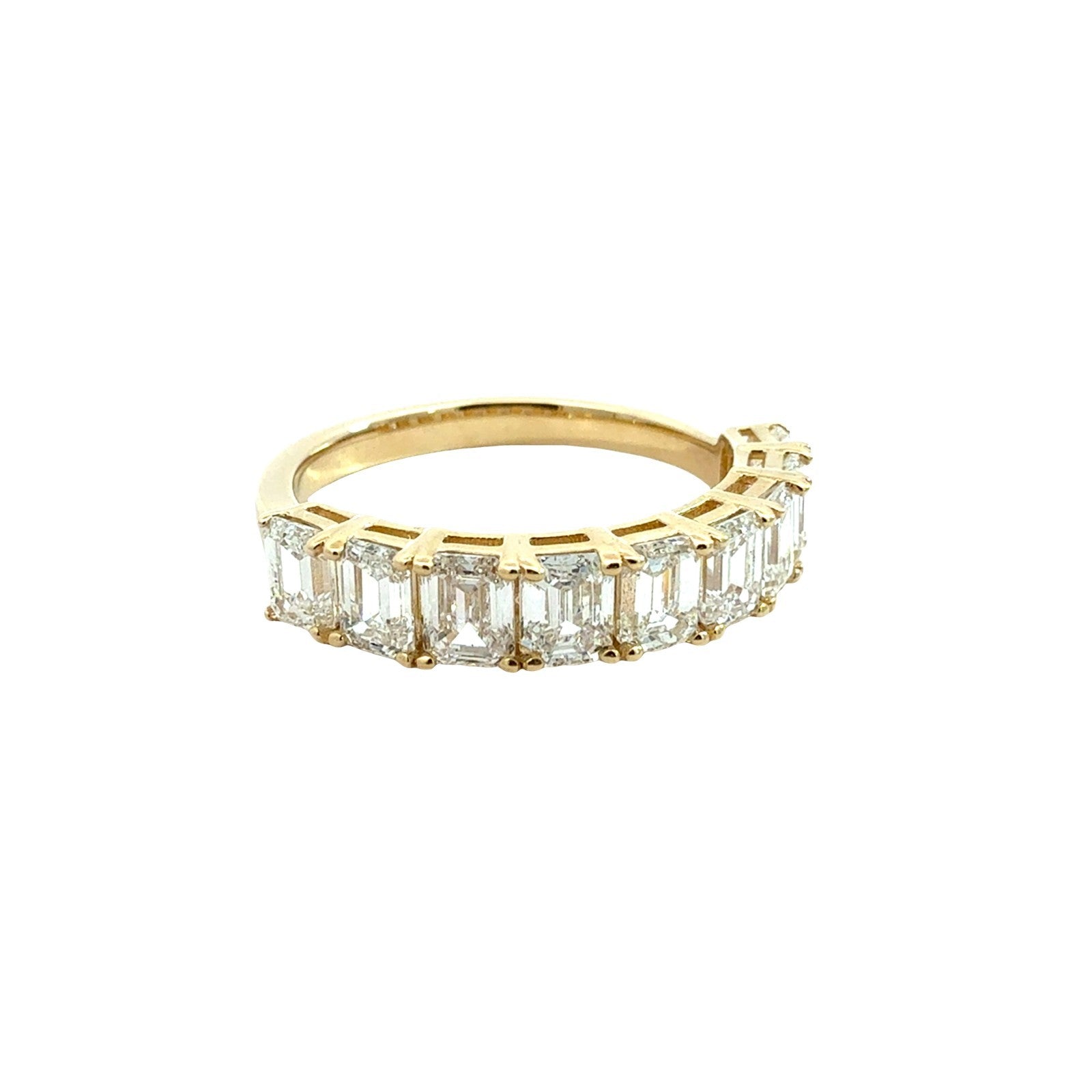 14k Yellow Gold Emerald-Cut Lab Grown 1.80cttw Diamond Half Eternity Ring0