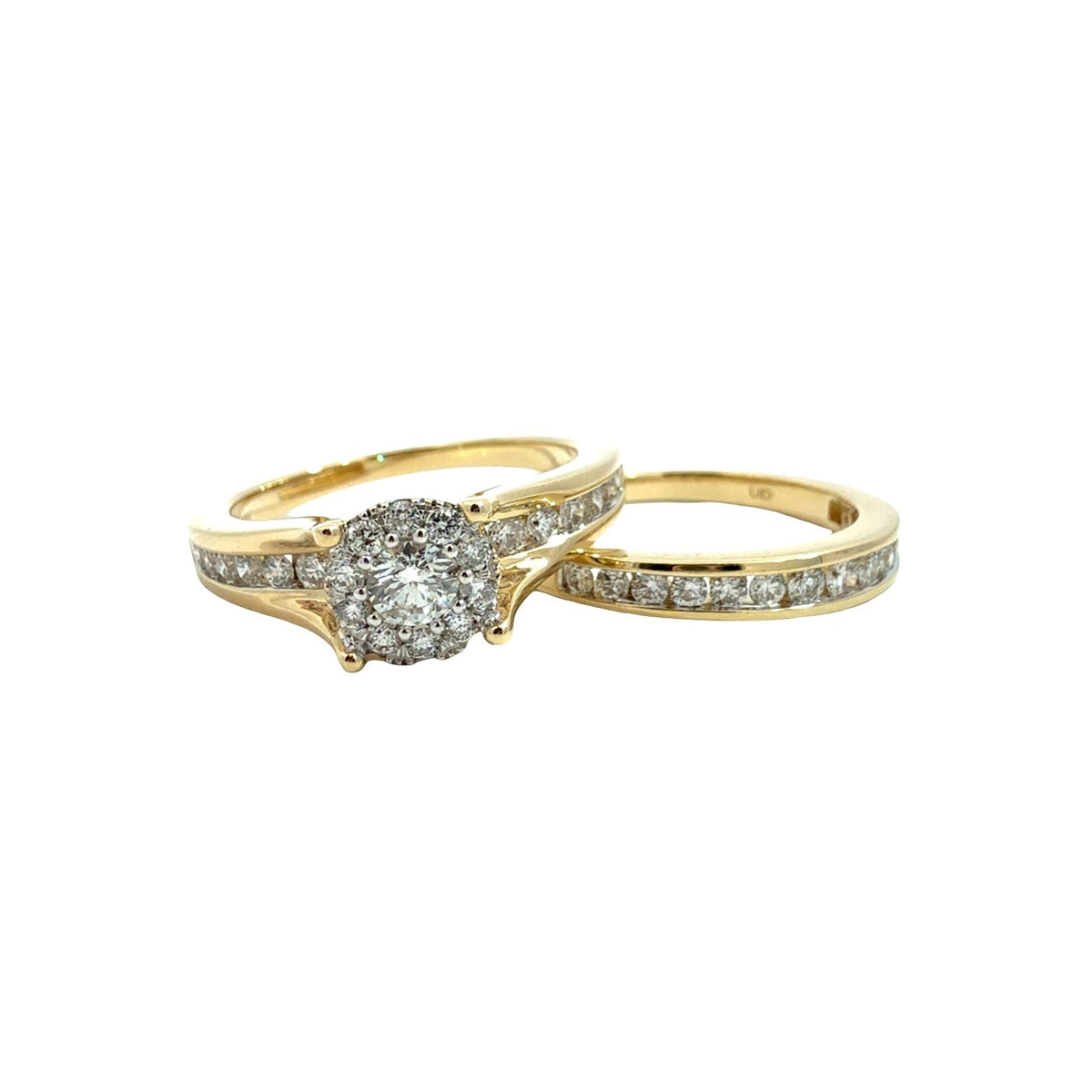 14k Yellow Gold 1.16cttw Diamond Cluster Engagement Ring Set Size 6.751