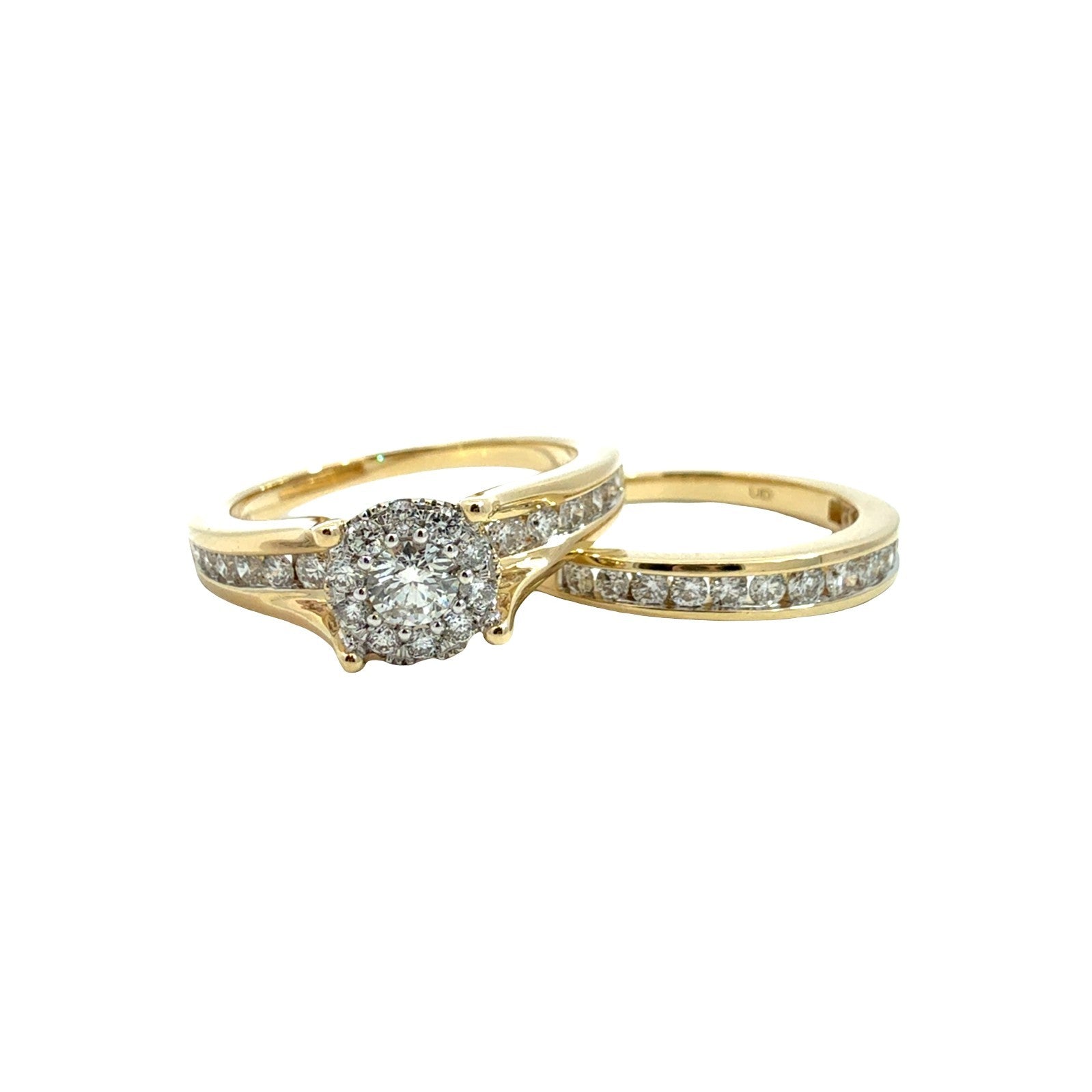 14k Yellow Gold 1.16cttw Diamond Cluster Engagement Ring Set Size 6.751