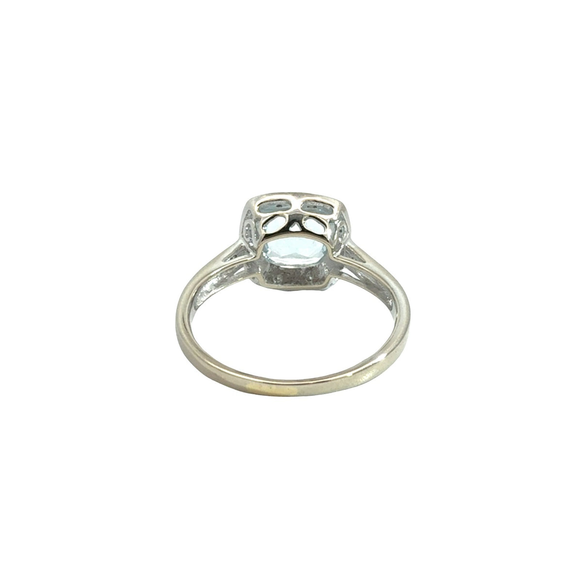 14k White Gold 1.18tcw Aquamarine & 0.06cttw Diamond Halo Ring Size 64