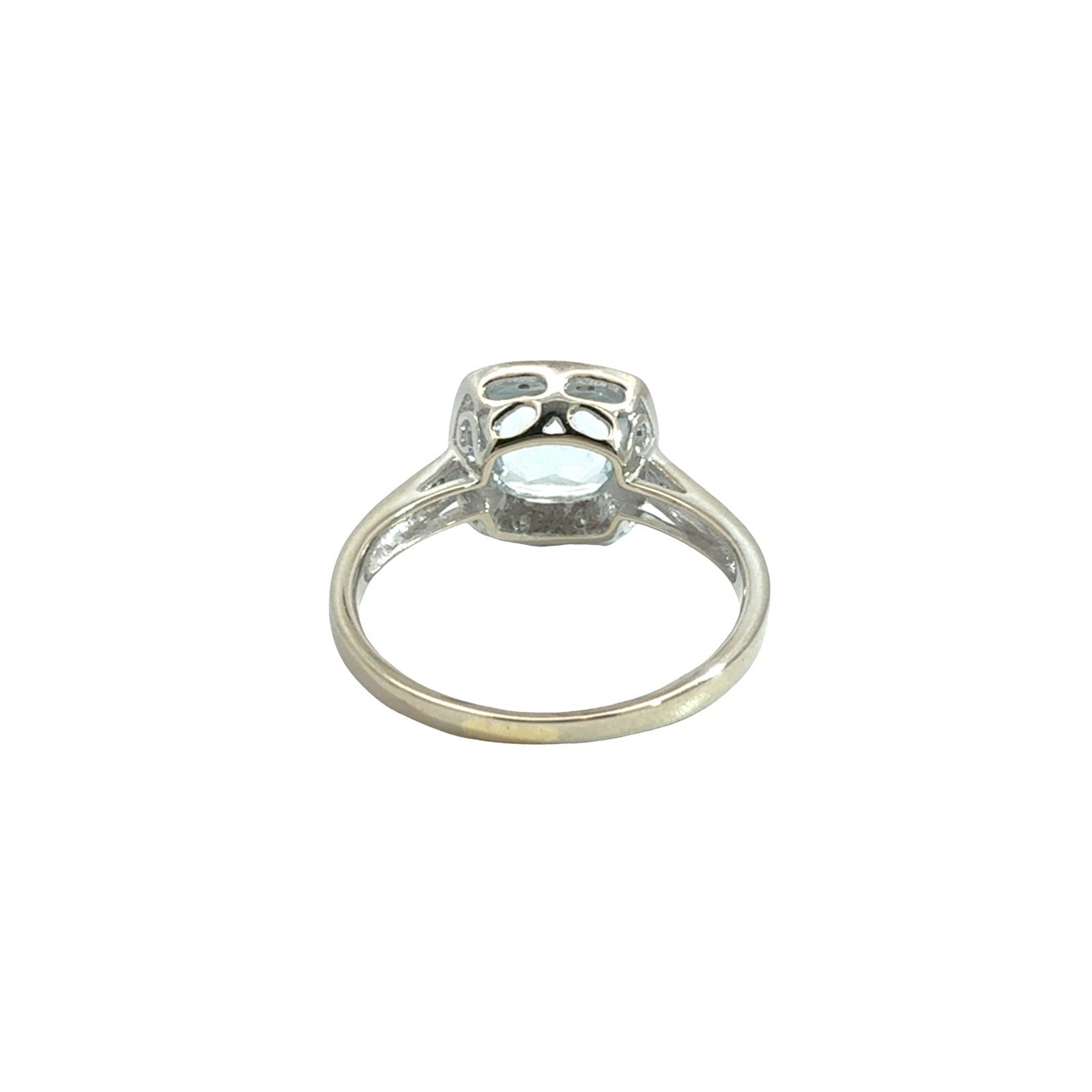14k White Gold 1.18tcw Aquamarine & 0.06cttw Diamond Halo Ring Size 64