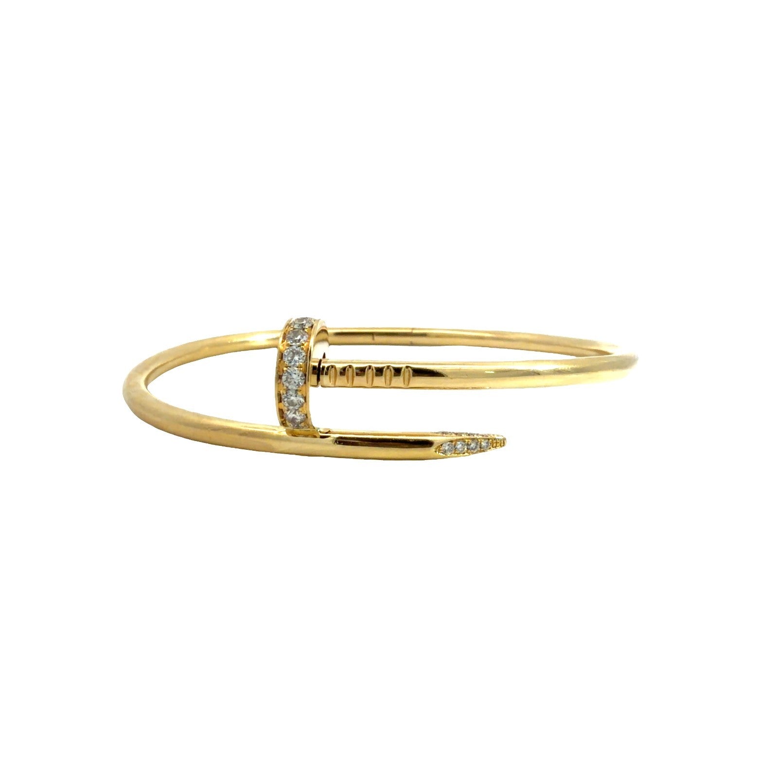 Cartier 18k Yellow Gold & 0.64cttw Diamond Juste un Clou Hinged Bangle Bracelet0