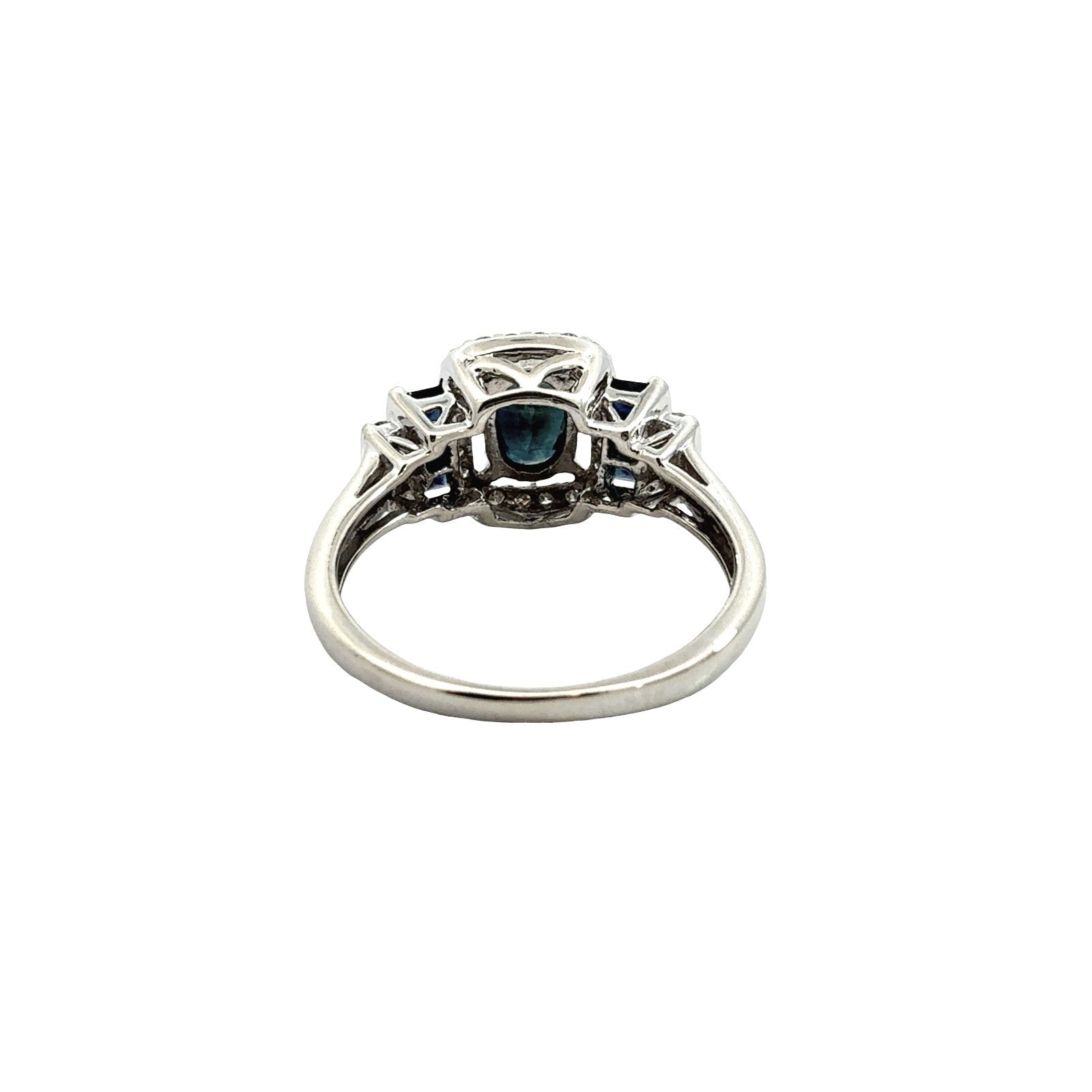 14k White Gold 0.87cttw Sapphire and 0.21cttw Diamond Halo Cocktail Ring3