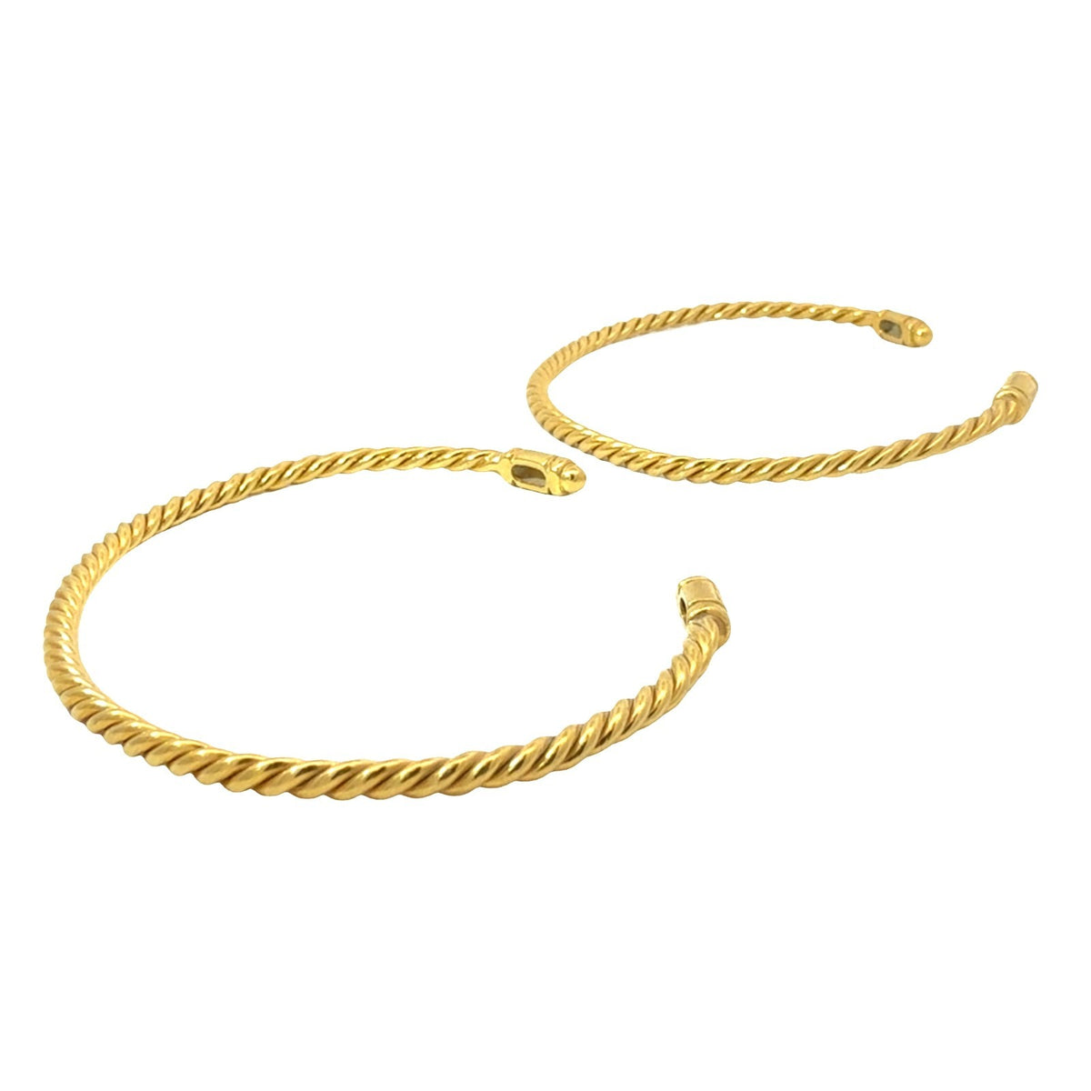 Set of 2 18k Yellow Gold Wire Rope Bangle Bracelets4