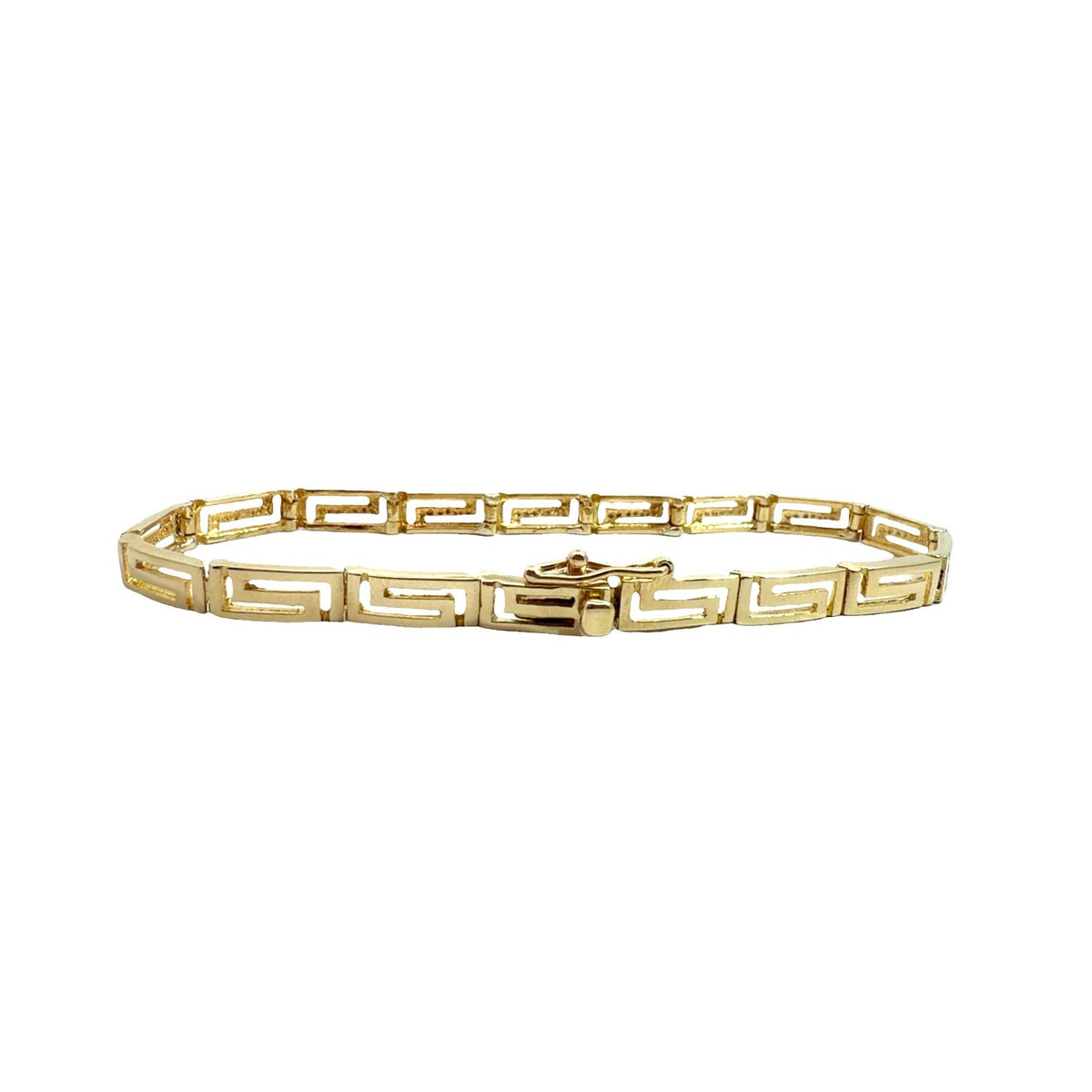Stamped 585 14k Yellow Gold Greek Key Link Bracelet 7 in1