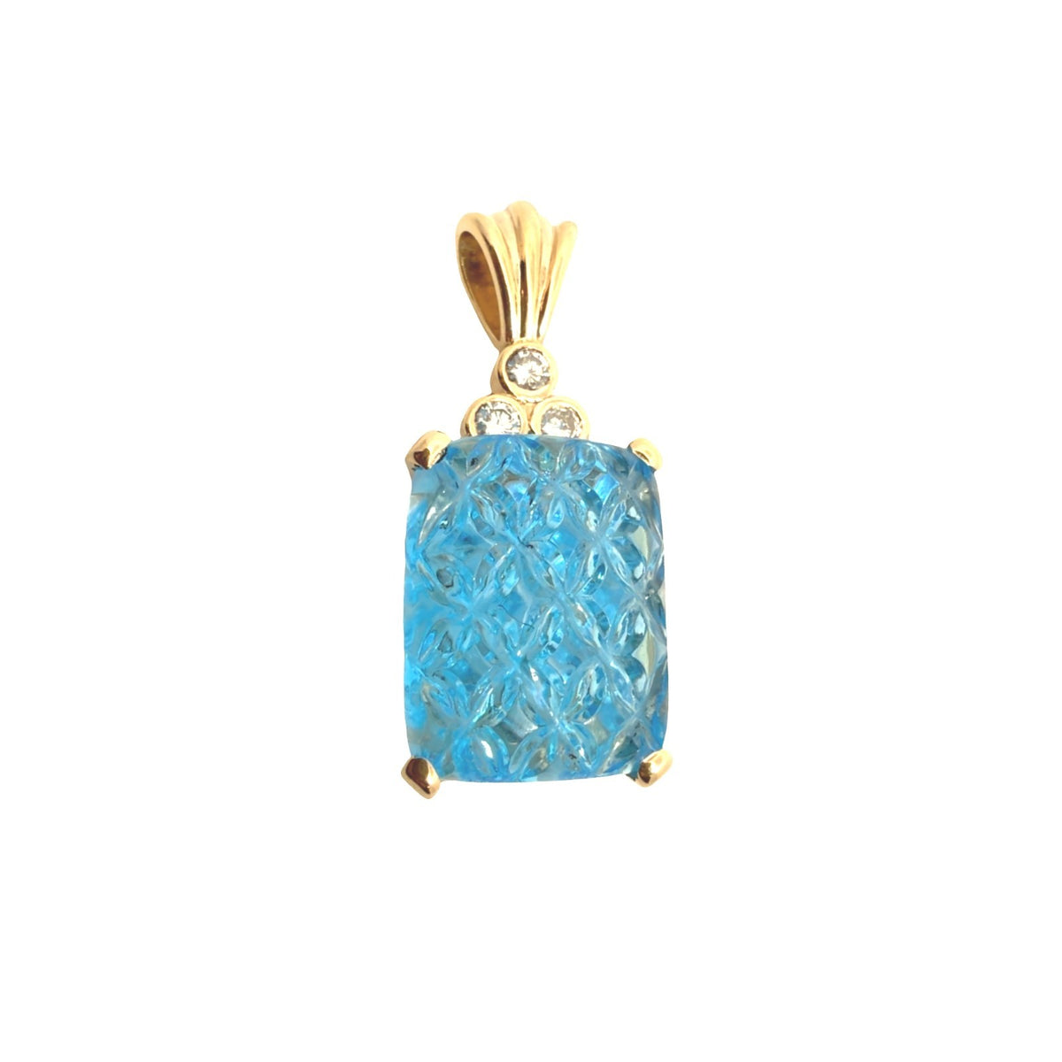 14k Yellow Gold 29.0tcw Blue Topaz &amp; 0.23cttw Diamond Pendant0