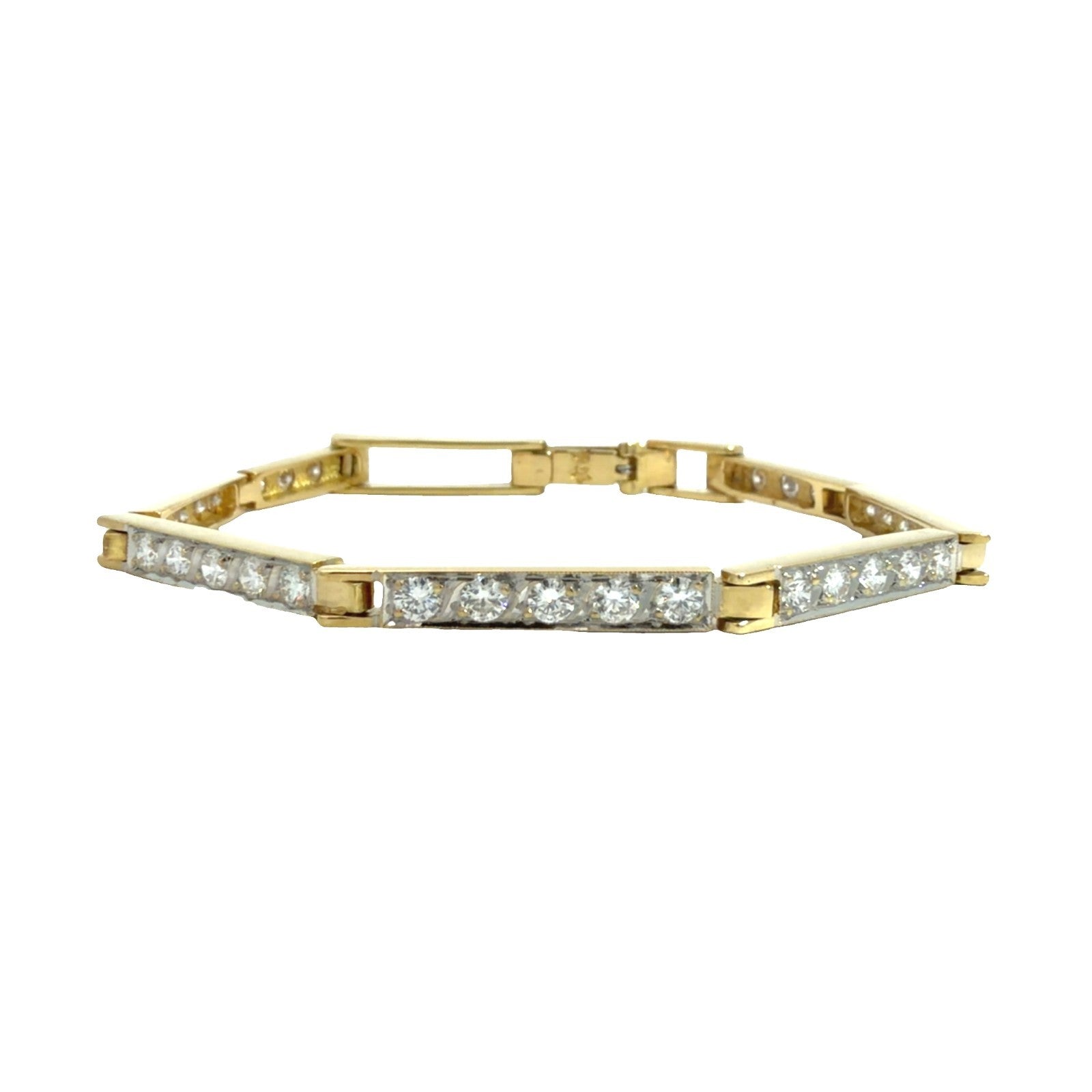18k Yellow Gold 2.32ctw Channel Set Diamond Hinged Box Link Tennis Bracelet8