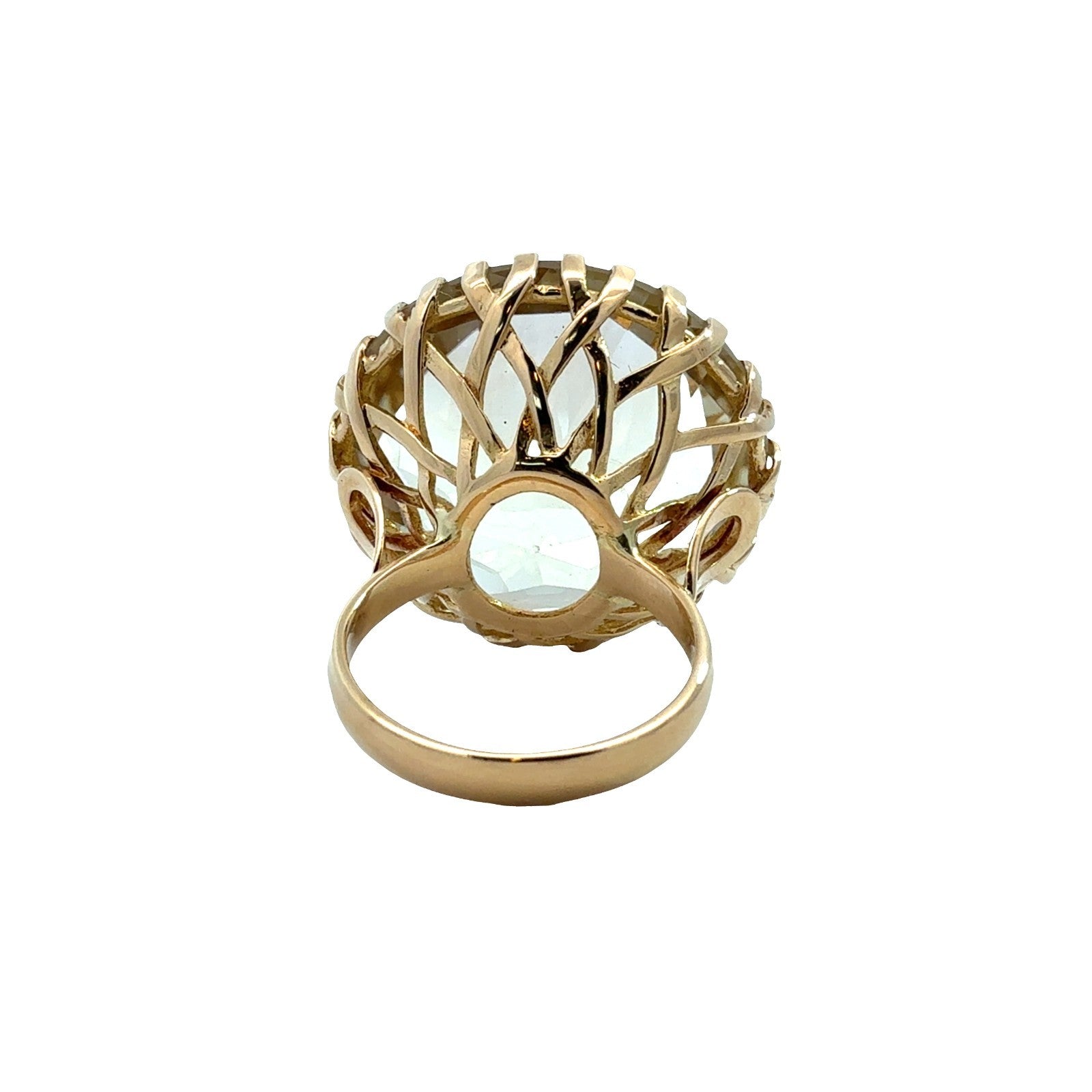 18k Yellow Gold and Large 43.62ctw Yellow Toned Quartz Cocktail Ring Size 6.253