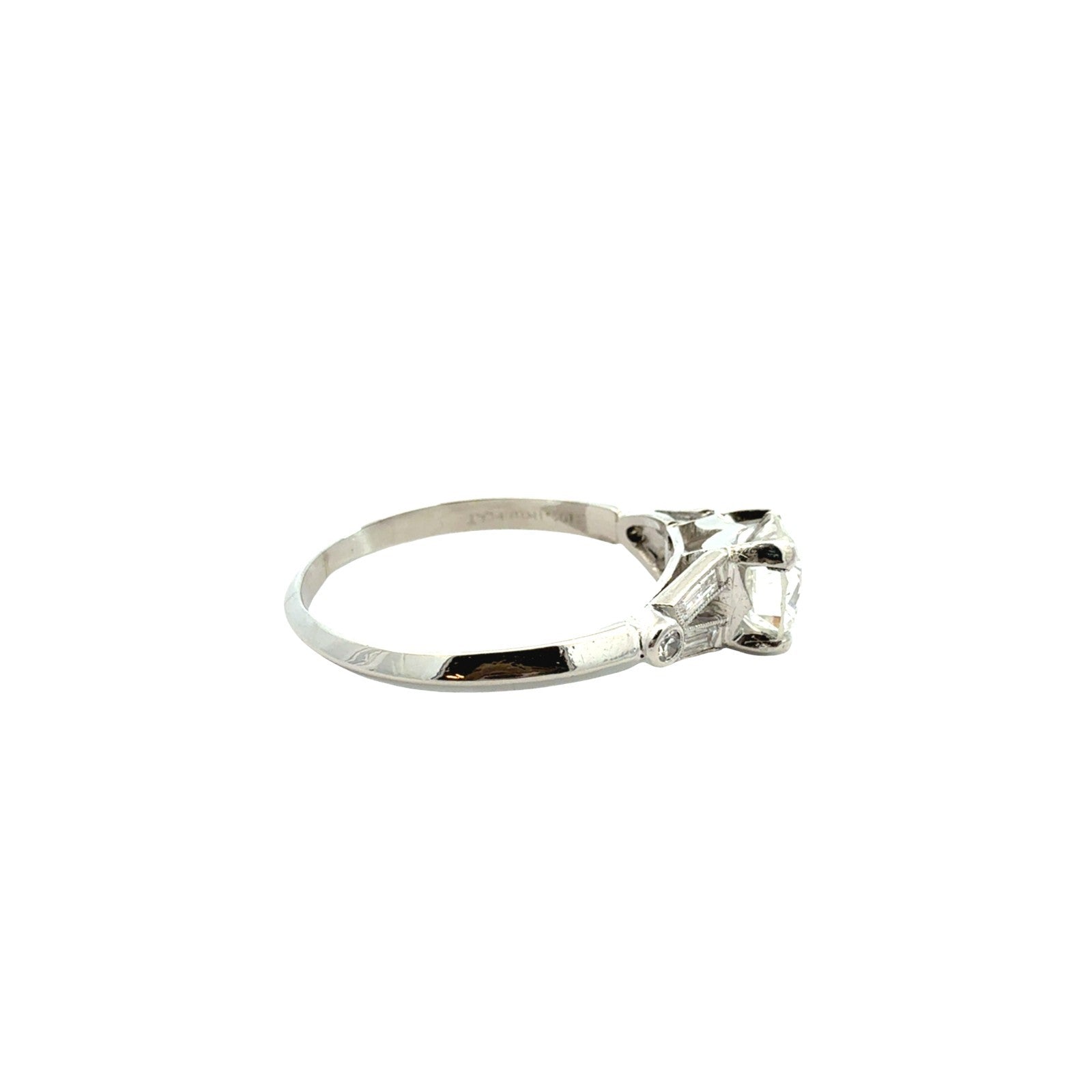 Vintage Platinum 1.46cttw Diamond Split Shank Euro-Cut Engagement Ring3