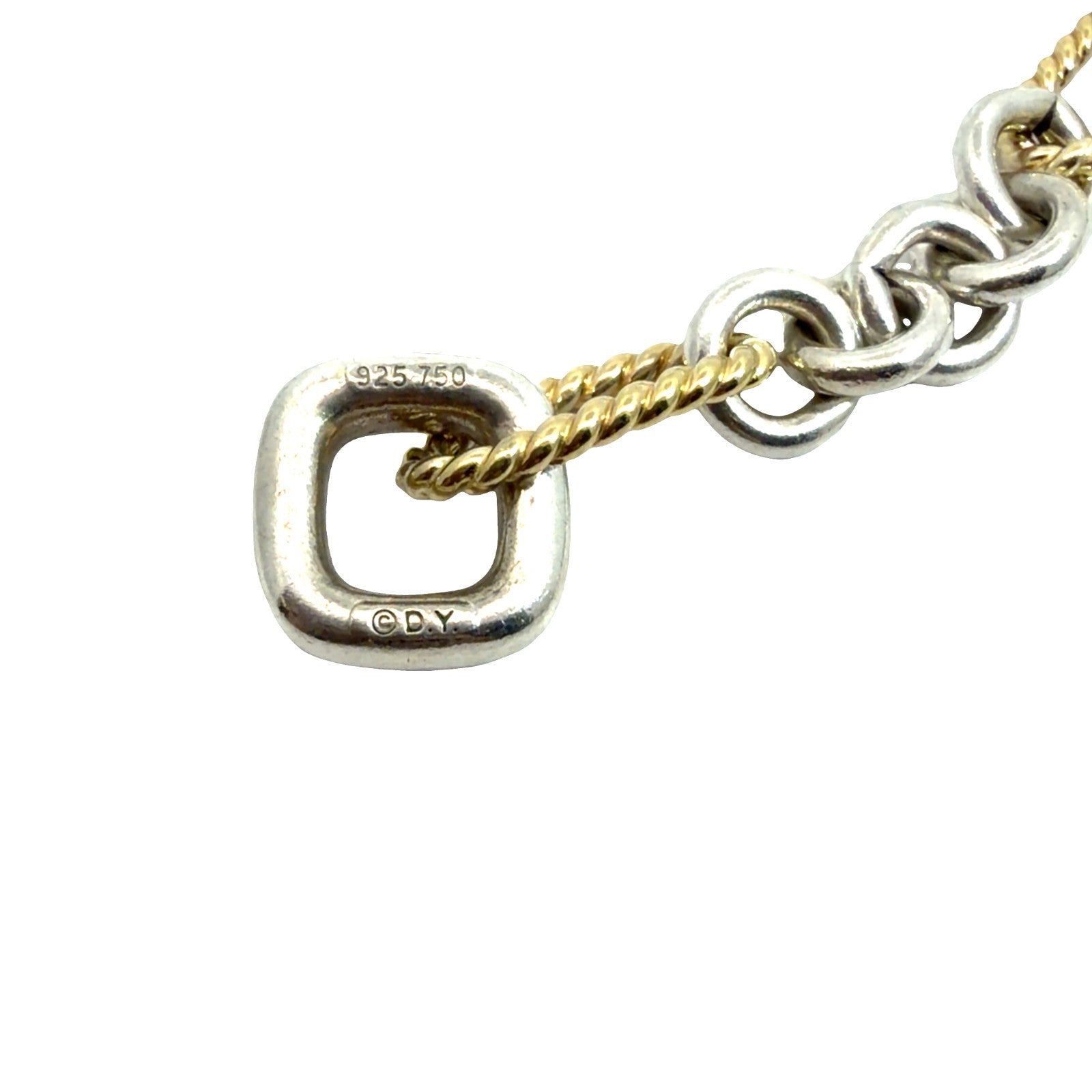 David Yurman Sterling Silver 18k Yellow Gold Figaro Link Toggle Necklace 17"2