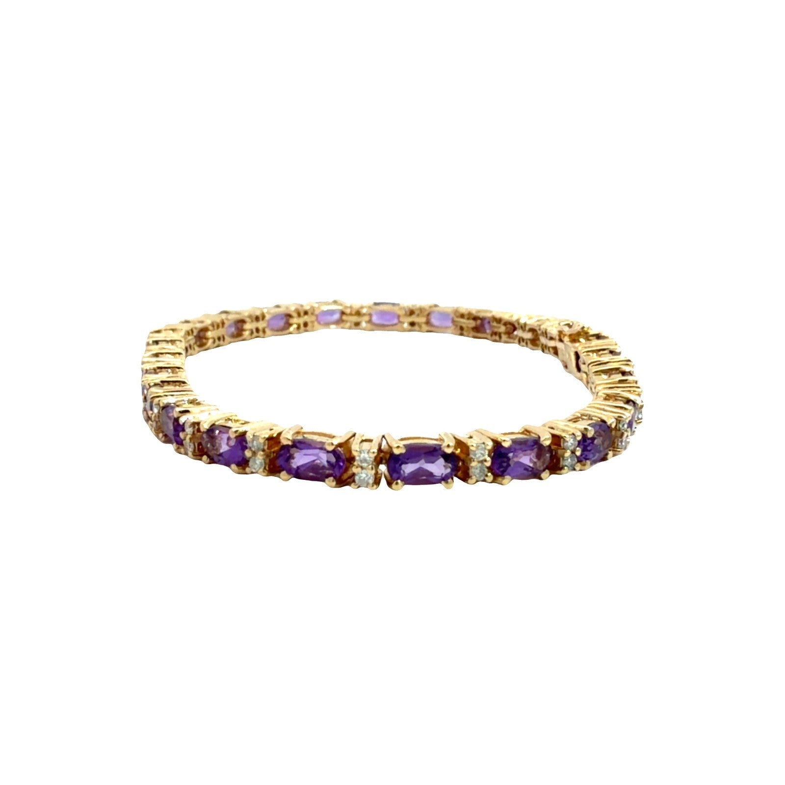 14k Yellow Gold Tennis Bracelet with 3.75ctw Amethyst and 0.50ctw Diamonds5